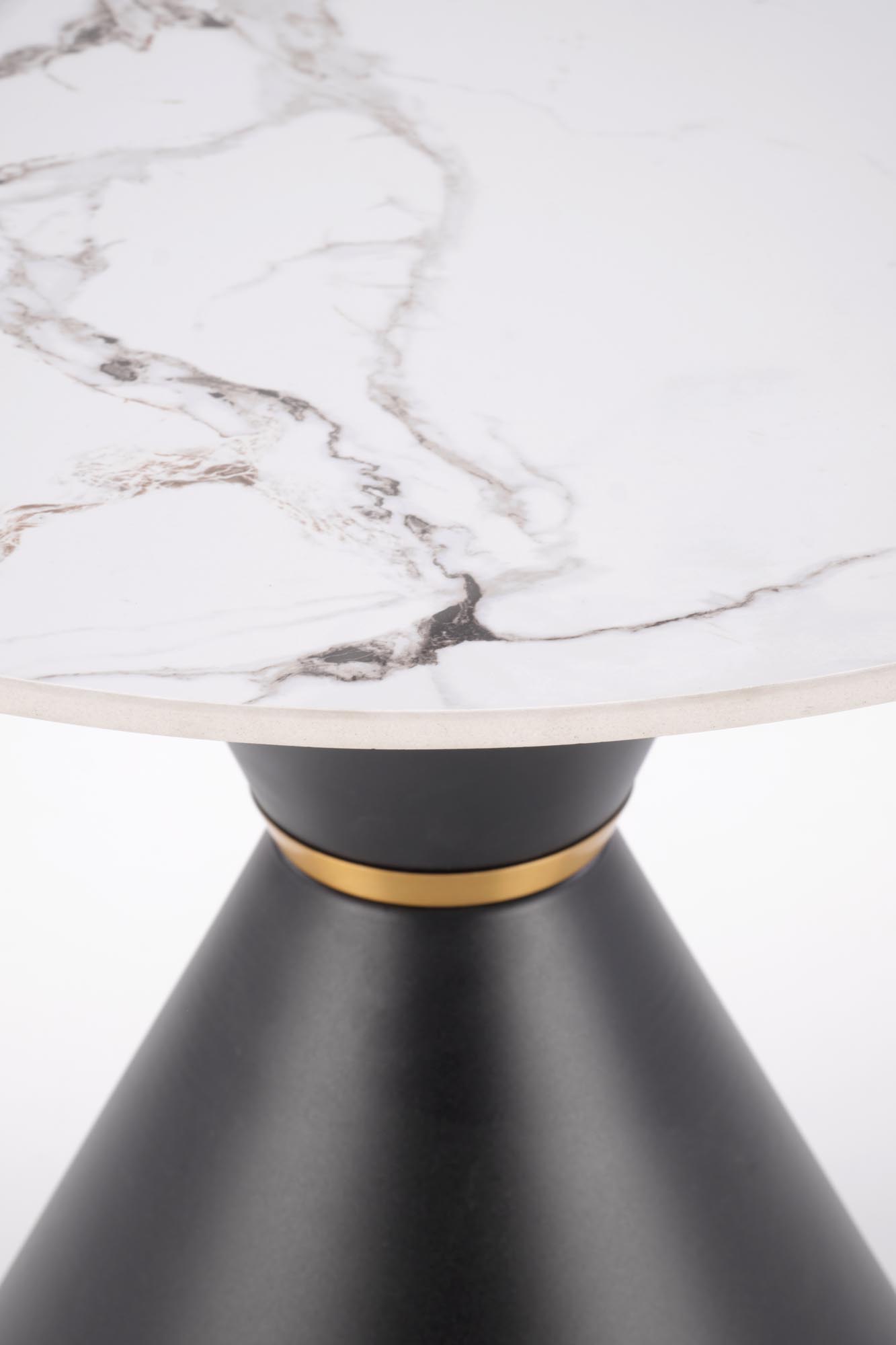 GORETTI S konferenčný stolík okrúhly 60/51cm, oceľ/mramor, biela/čierna - NA SKLADE!