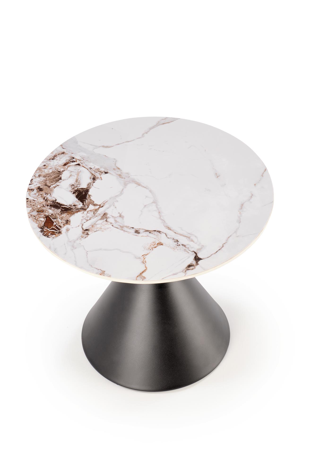GORETTI S konferenčný stolík okrúhly 60/51cm, oceľ/mramor, biela/čierna - NA SKLADE!