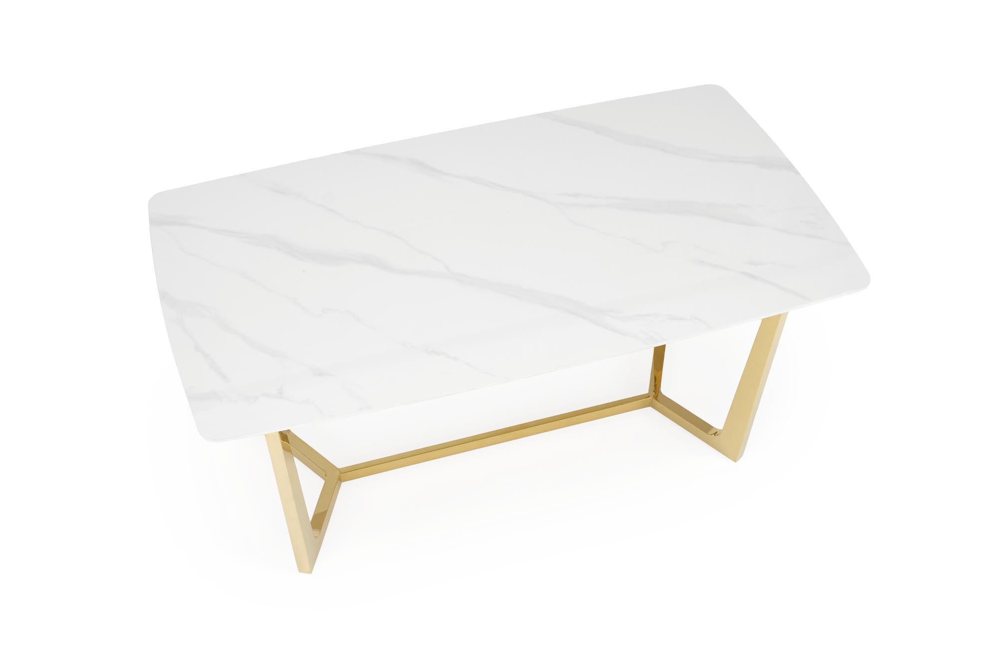 CLEMENTE stôl 160/90/76/120 cm, biely mramor/nohy zlaté 