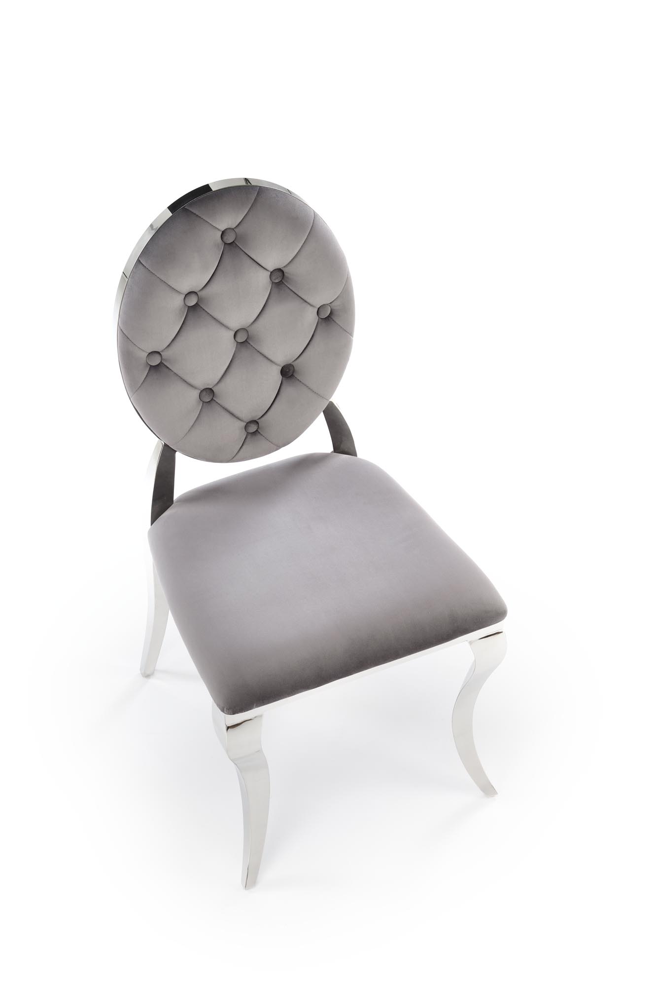 K555 jedálenská stolička, látka BLUVEL#14 sivá/ strieborná