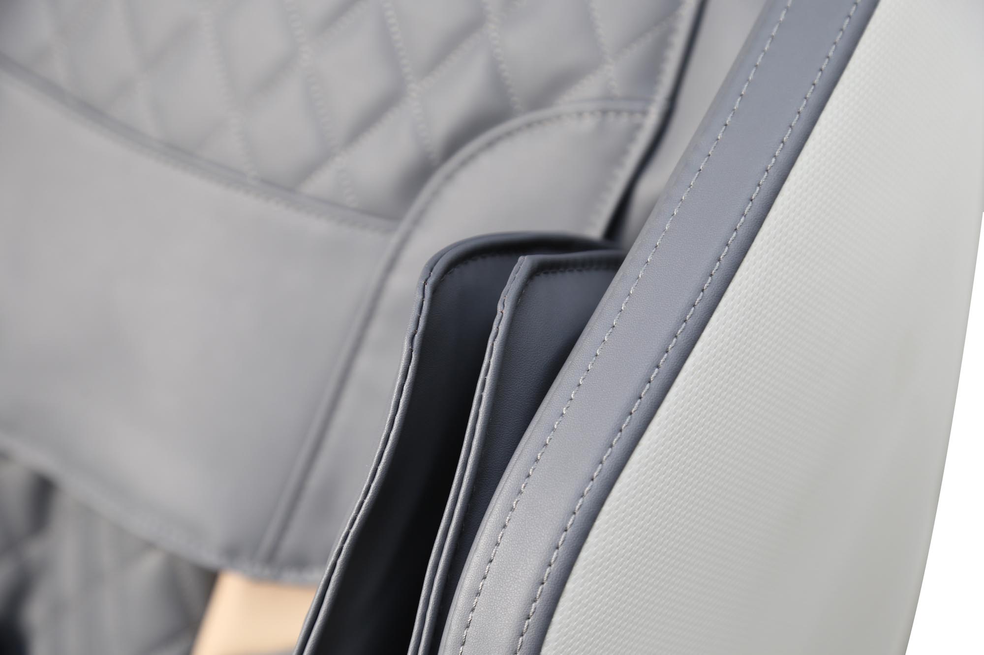 SOLARIA oddychové kreslo polohovacie elektrické+20 prog., ekokoža krémová/sivá