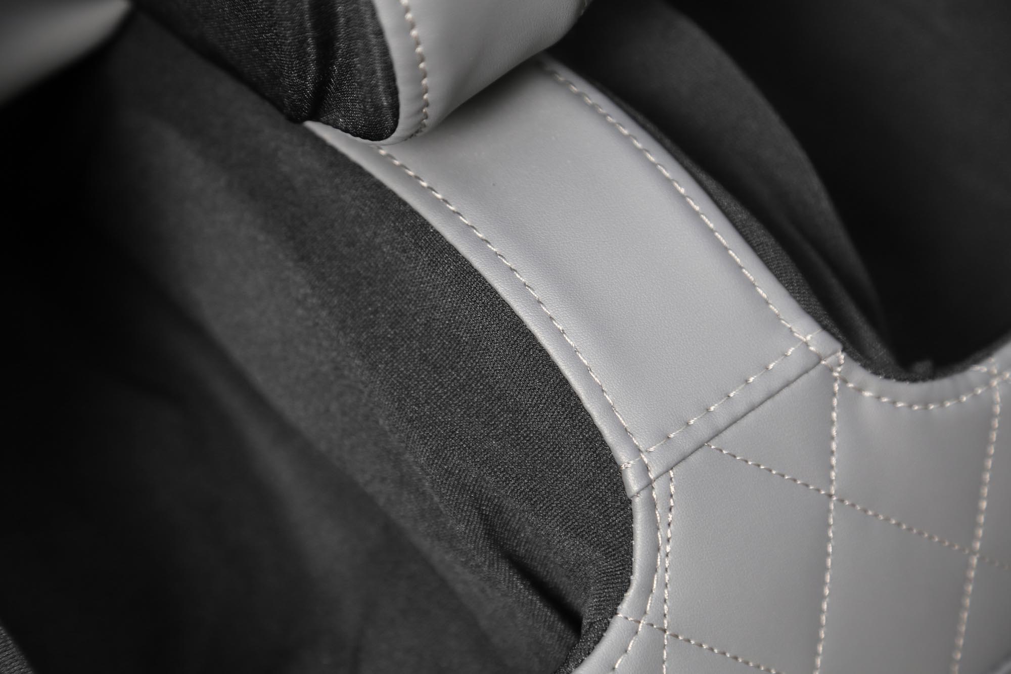 SOLARIA oddychové kreslo polohovacie elektrické+20 prog., ekokoža krémová/sivá