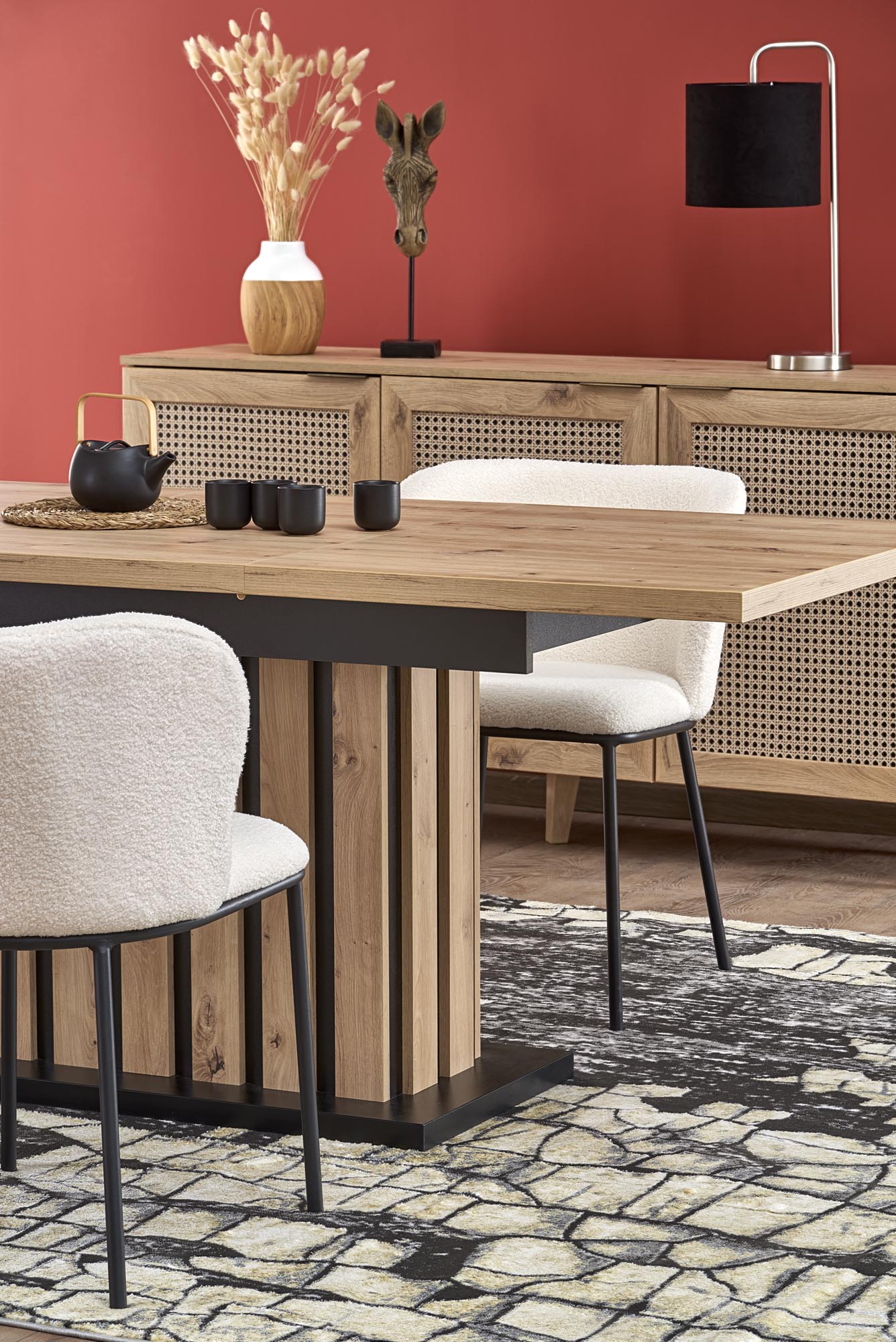 LAMELLO jedálenský stôl 160-210/90/76cm, dub artisan/čierny