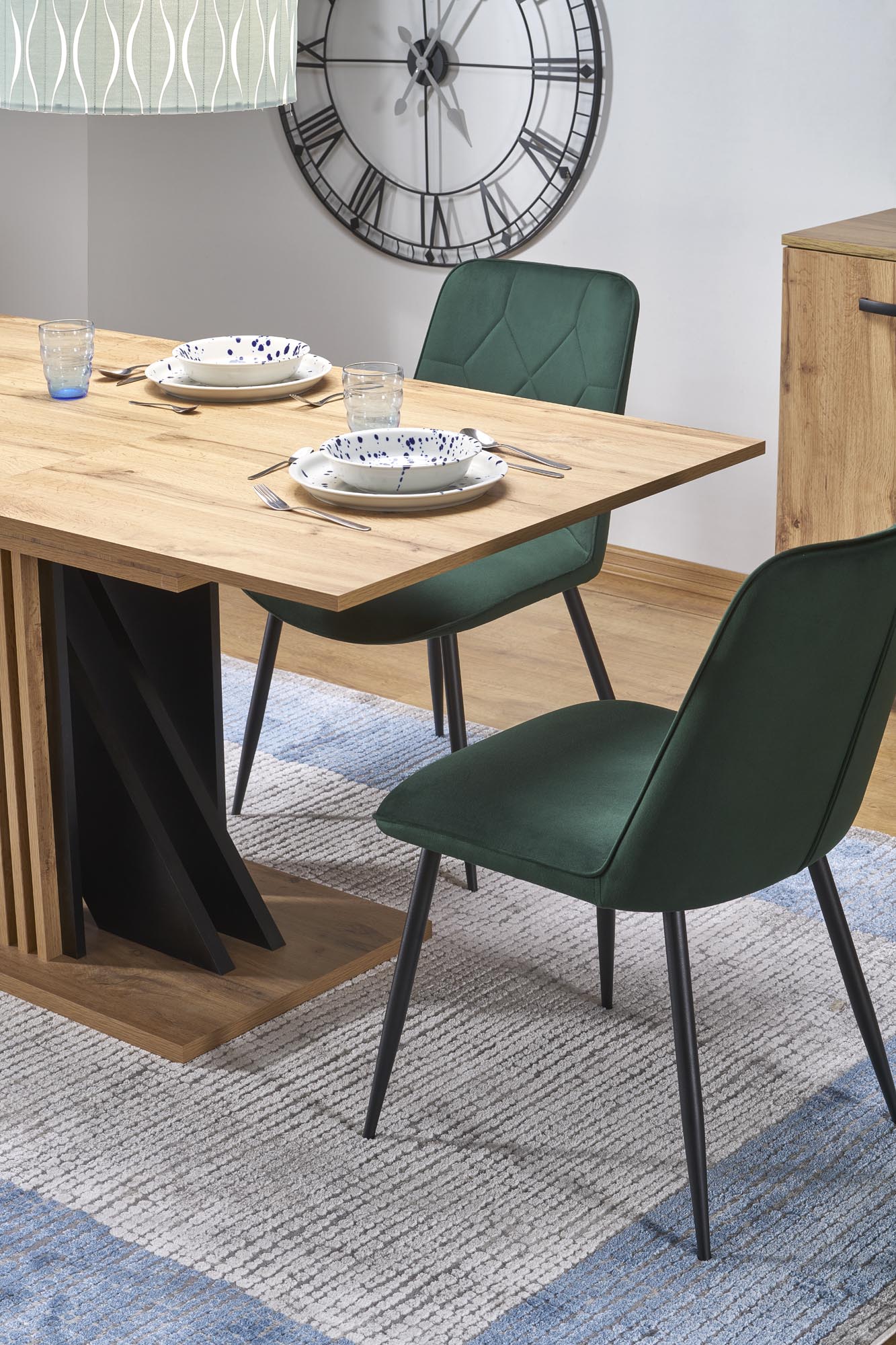 FABIANO stôl jedálenský 130-175/85/76cm, dub wotan/noha dub wotan/čierna