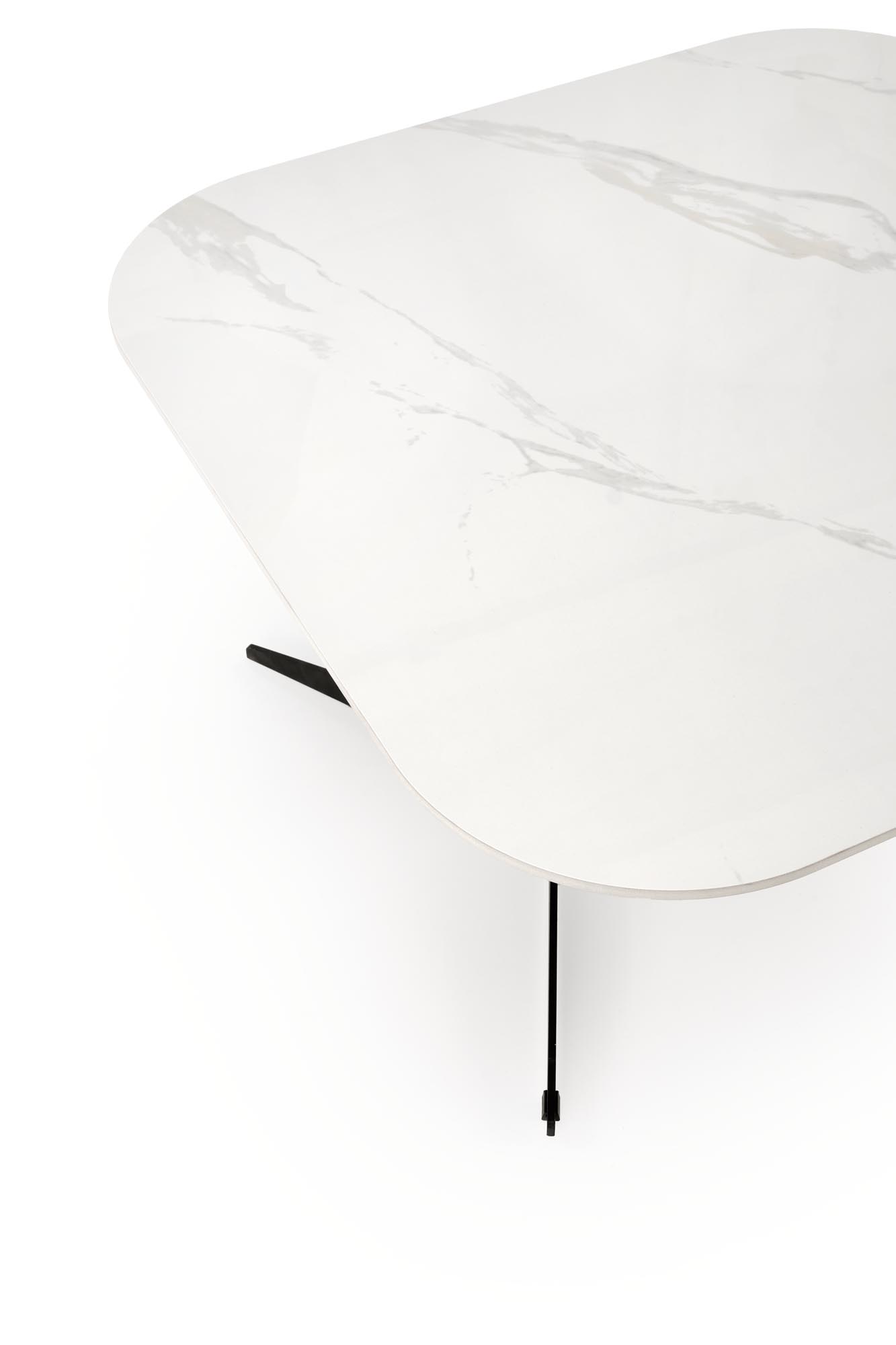 BORNA konferenčný stolík, 80/80/40cm, mramor/oceľ, biely/ čierny