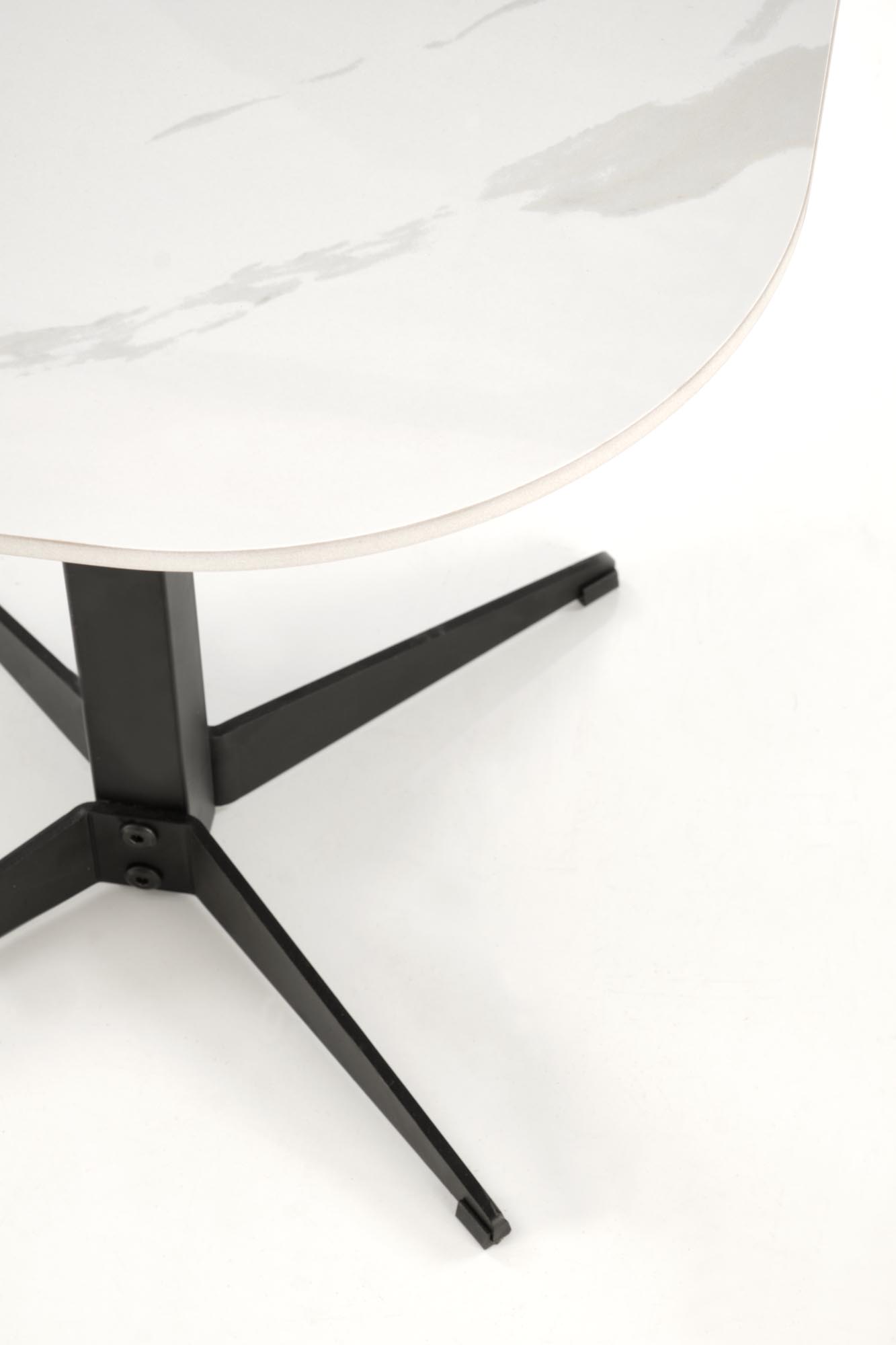 BORNA S konferenčný stolík, 50/50/50cm, mramor/oceľ, biely/ čierny