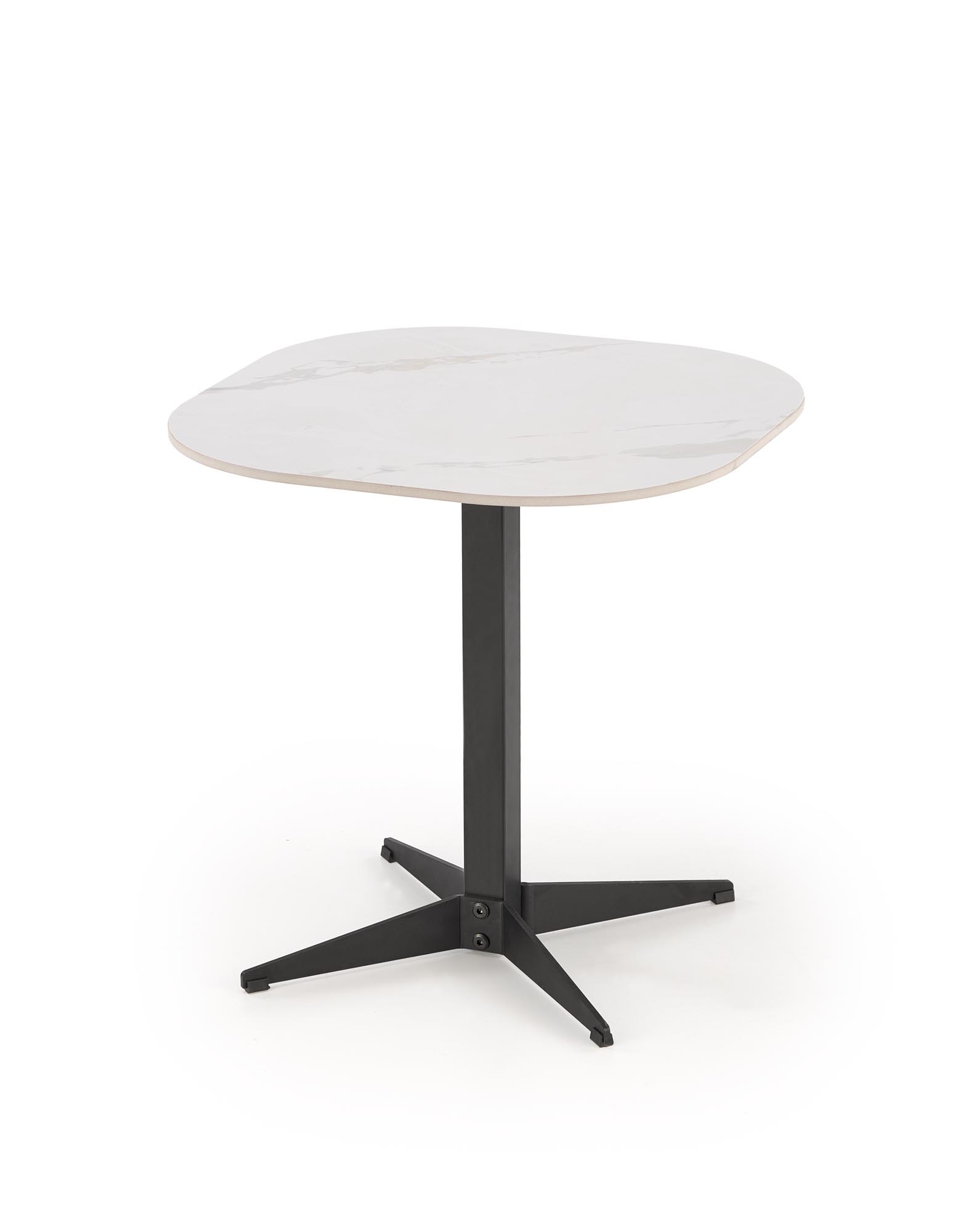 BORNA S konferenčný stolík, 50/50/50cm, mramor/oceľ, biely/ čierny