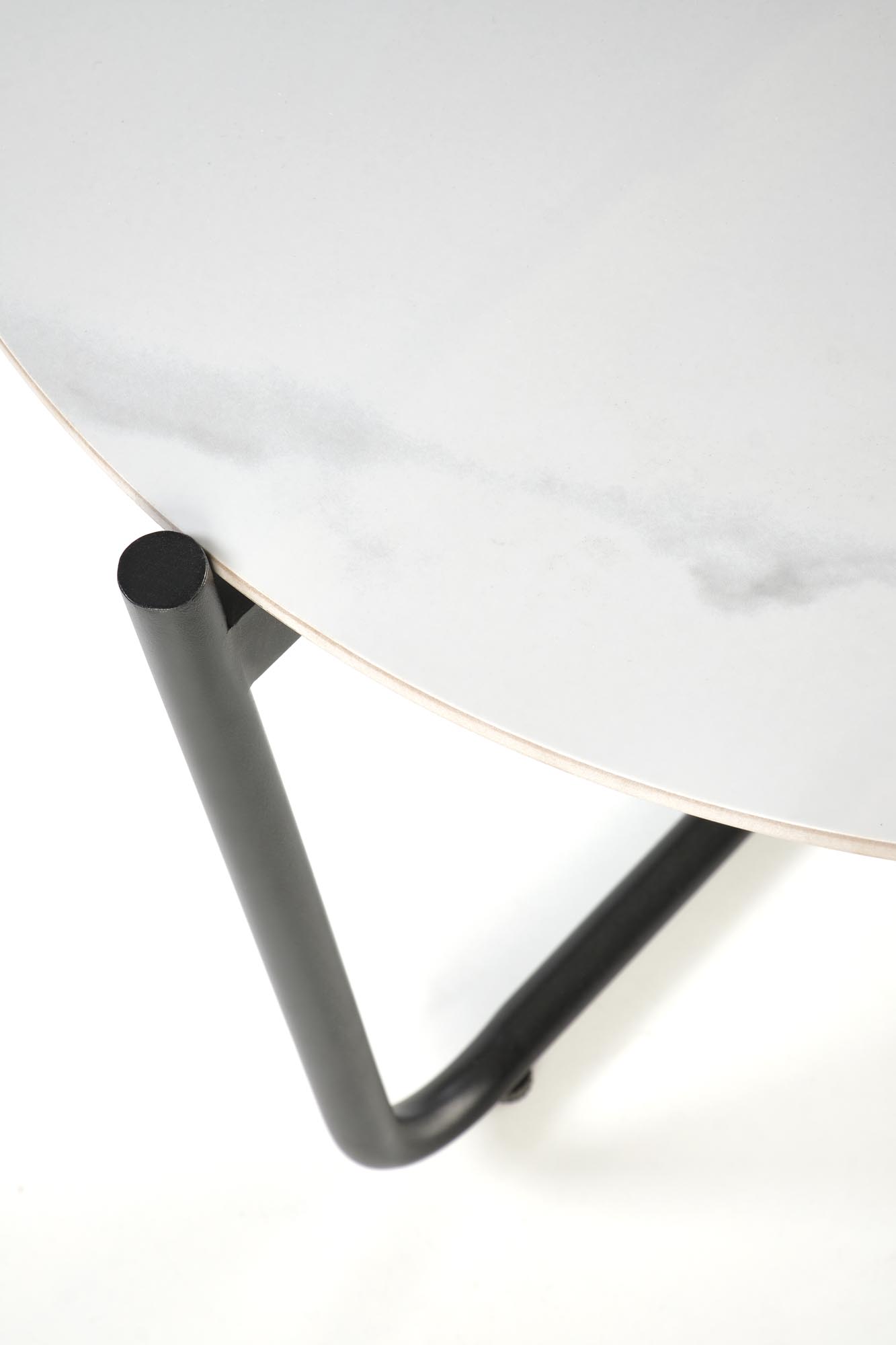 ACUNA S konferenčný stolík, 50/50/50 cm, mramor/oceľ, biely/ čierny