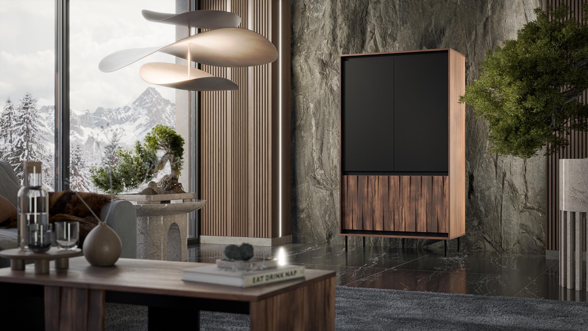 SWING S-1 skriňa 102/55/179cm, lamino/pvc/oceľ, orech/čierna