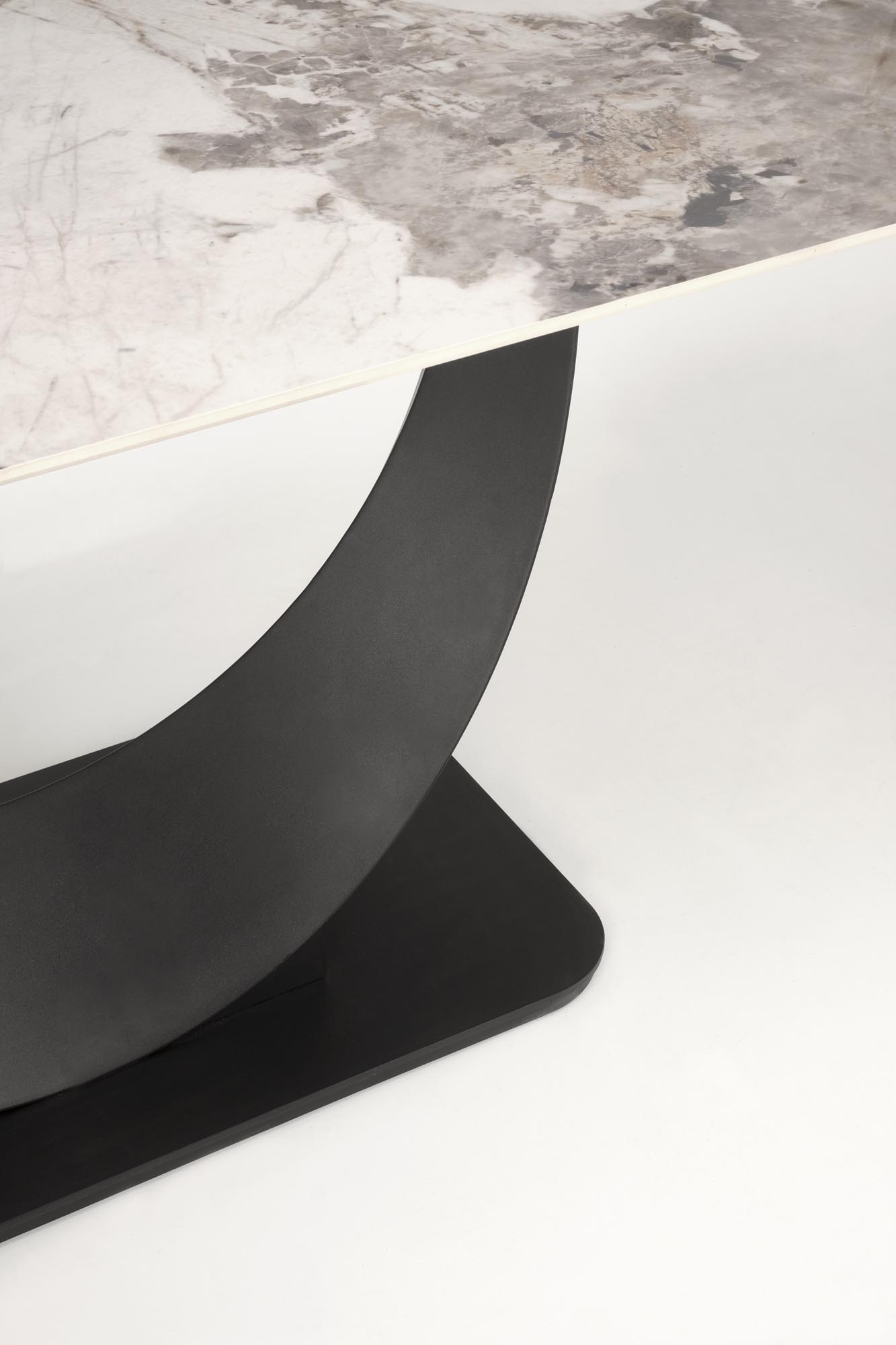 FERNANDO stôl jedálenský160-240/92/75cm, mramor/oceľ,biela/čierna