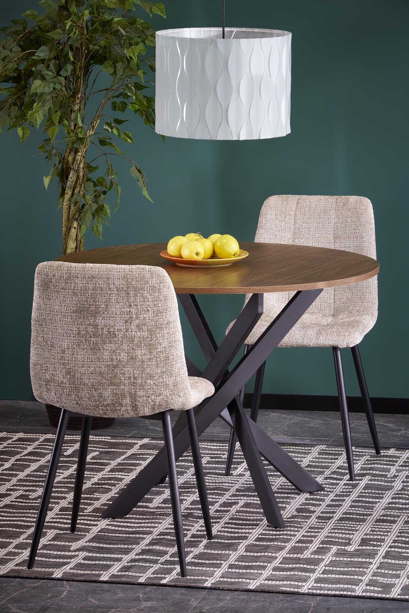 EDGAR stôl jedálenský okrúhly, orech/ nohy čierne