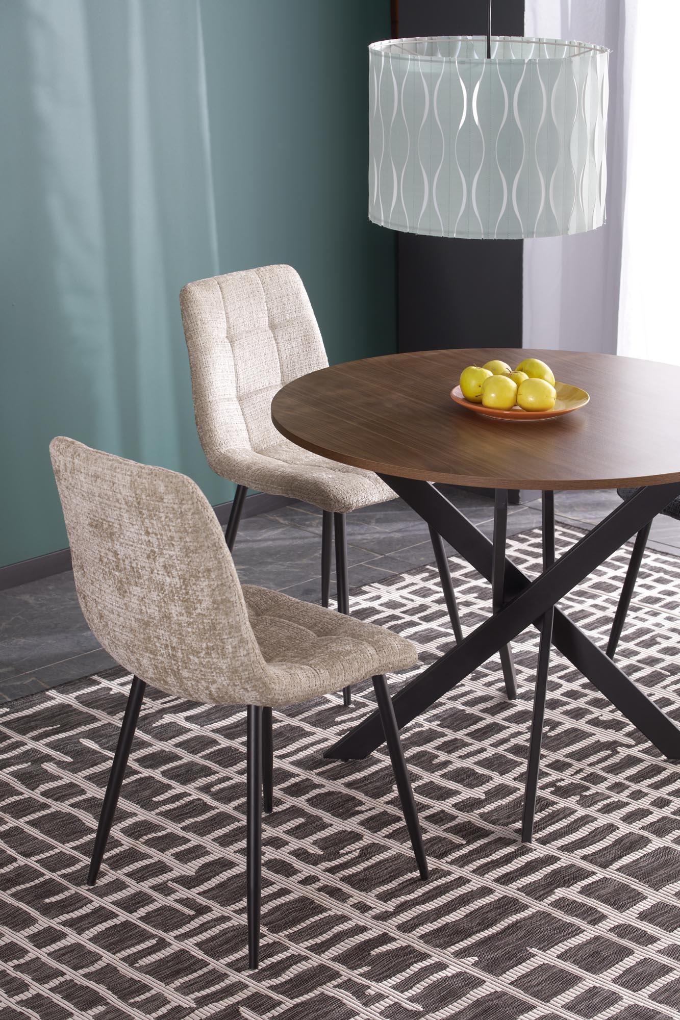 EDGAR stôl jedálenský okrúhly, orech/ nohy čierne