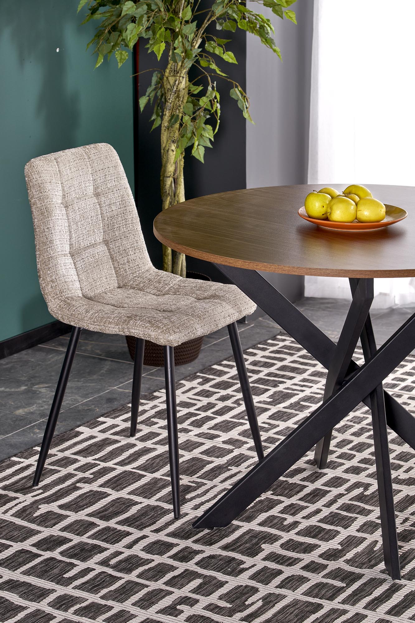 EDGAR stôl jedálenský okrúhly, orech/ nohy čierne