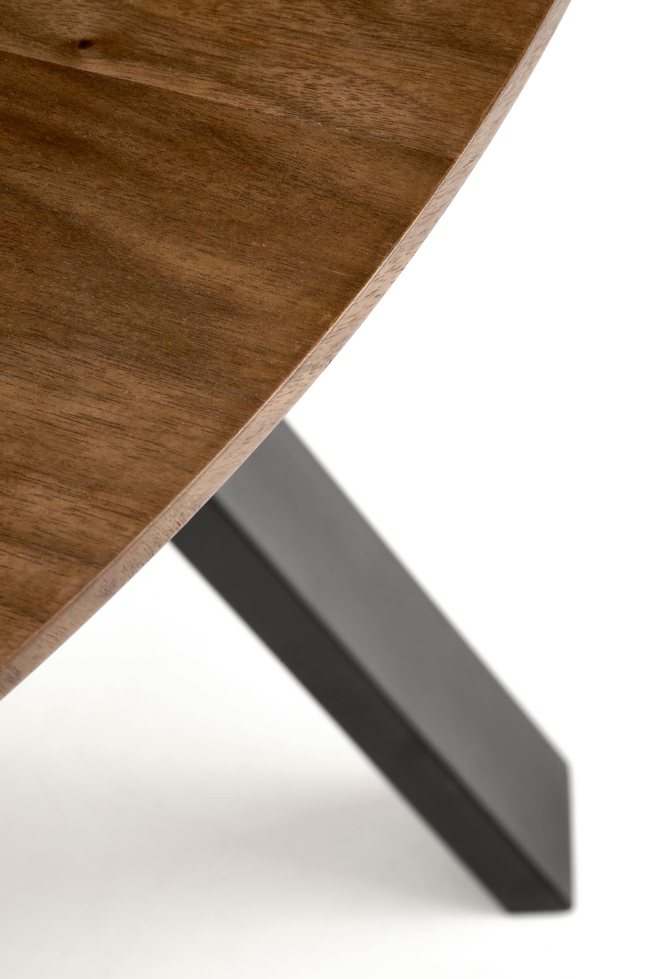 DANILO jedál.stôl okrúhly 120/74/65cm, pr.dýha/oceľ, orech/čierna