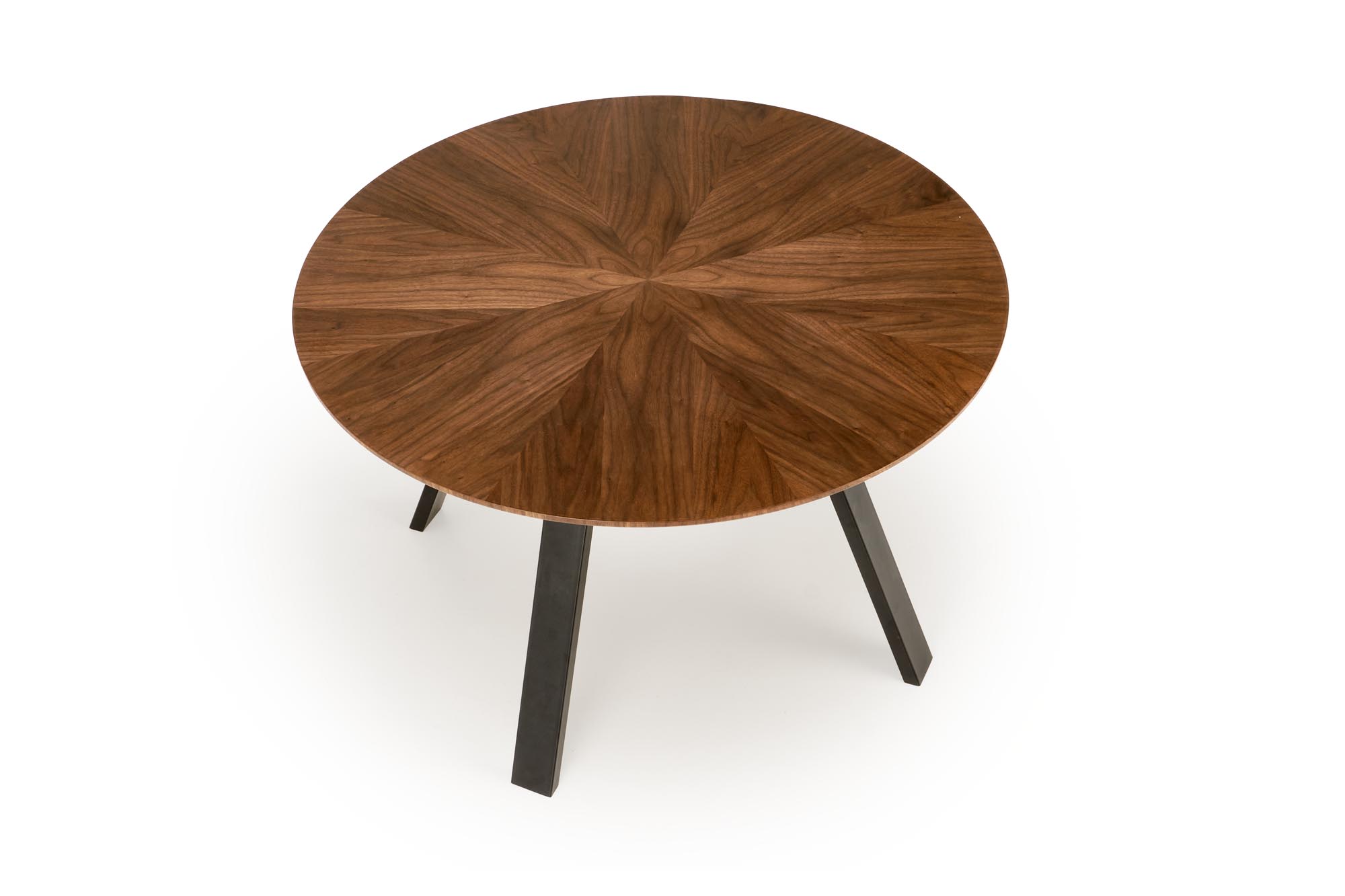 DANILO jedál.stôl okrúhly 120/74/65cm, pr.dýha/oceľ, orech/čierna