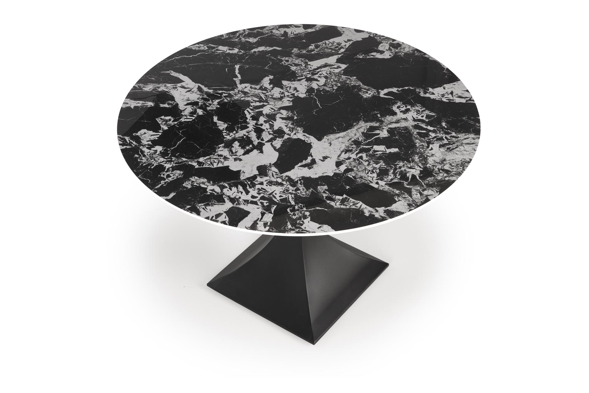 MANUEL jedálenský stôlokrúhly 120/77cm, mramor/oceľ, čierna/čierna