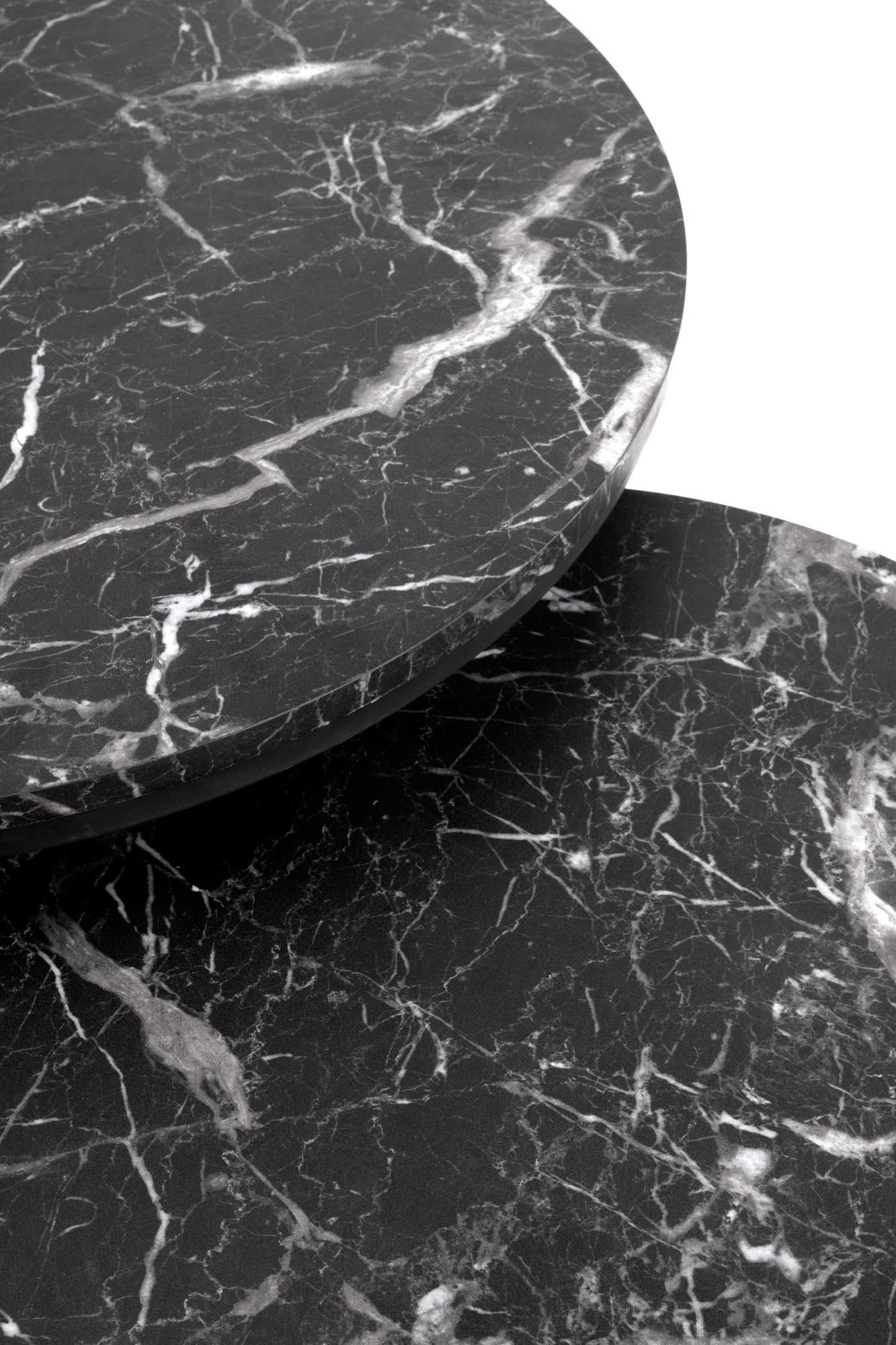 JAVA konferenčný stolík sada 2ks, mramor/oceľ, čierna/čierna