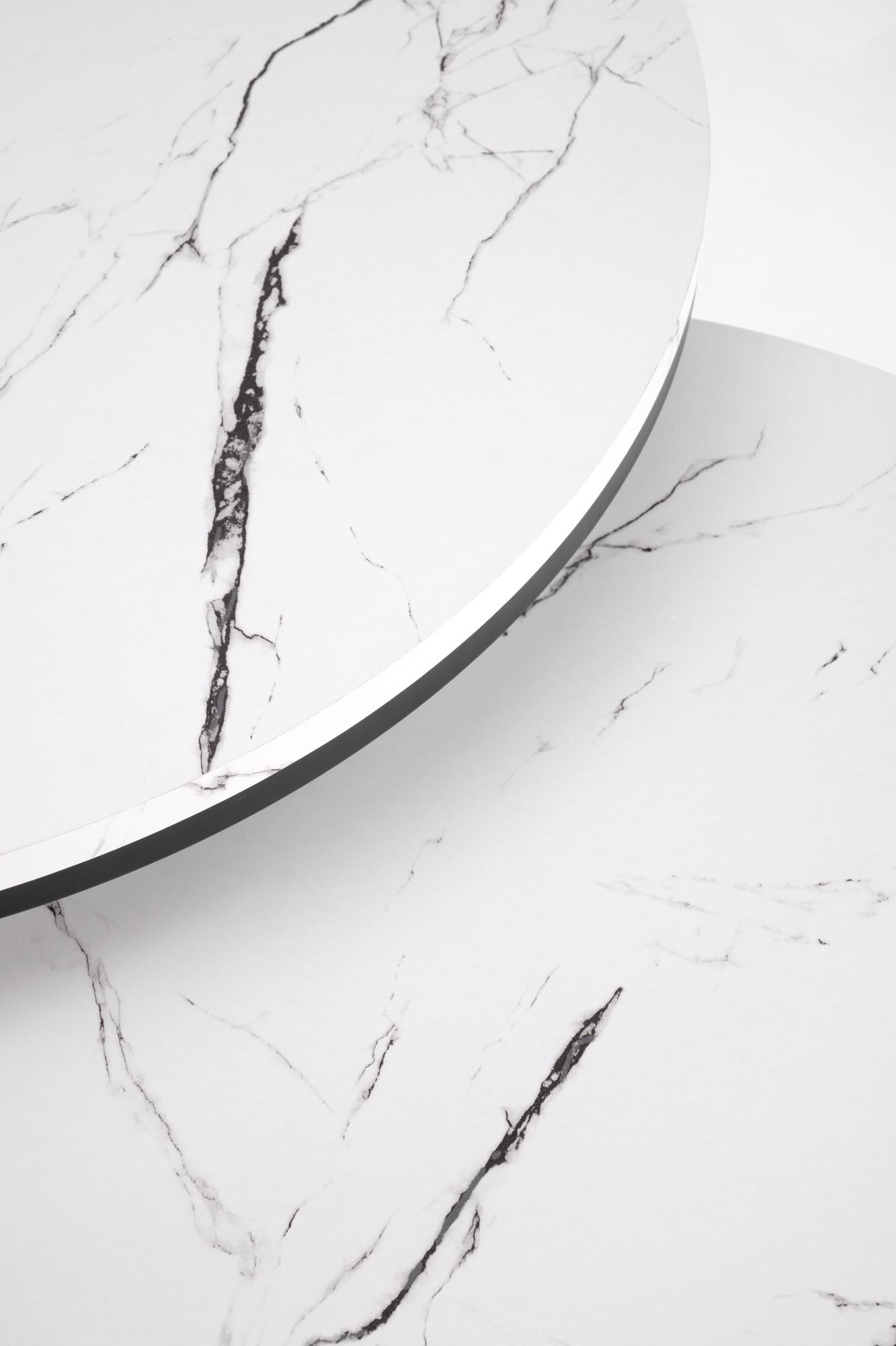 JAVA konferenčný stolík sada 2ks, mramor/oceľ, biela/čierna