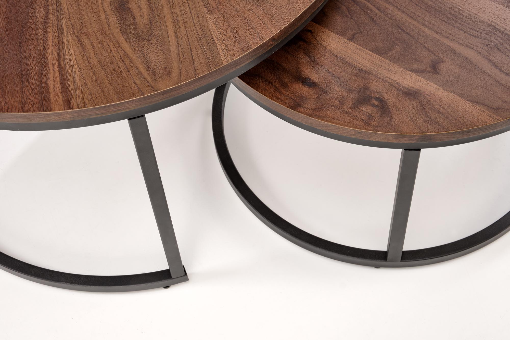 JAVA konferenčný stolík sada 2ks, mramor/oceľ, orech/čierna