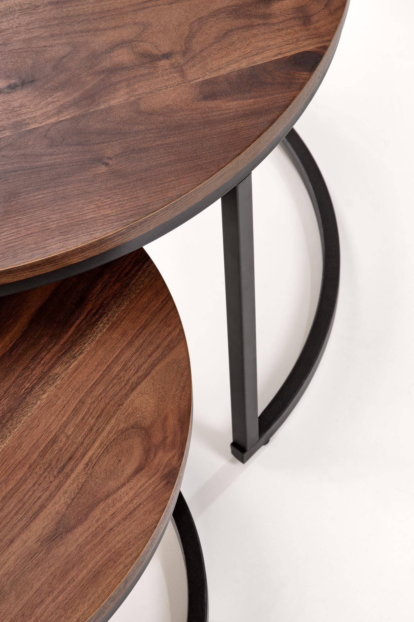 JAVA konferenčný stolík sada 2ks, mramor/oceľ, orech/čierna