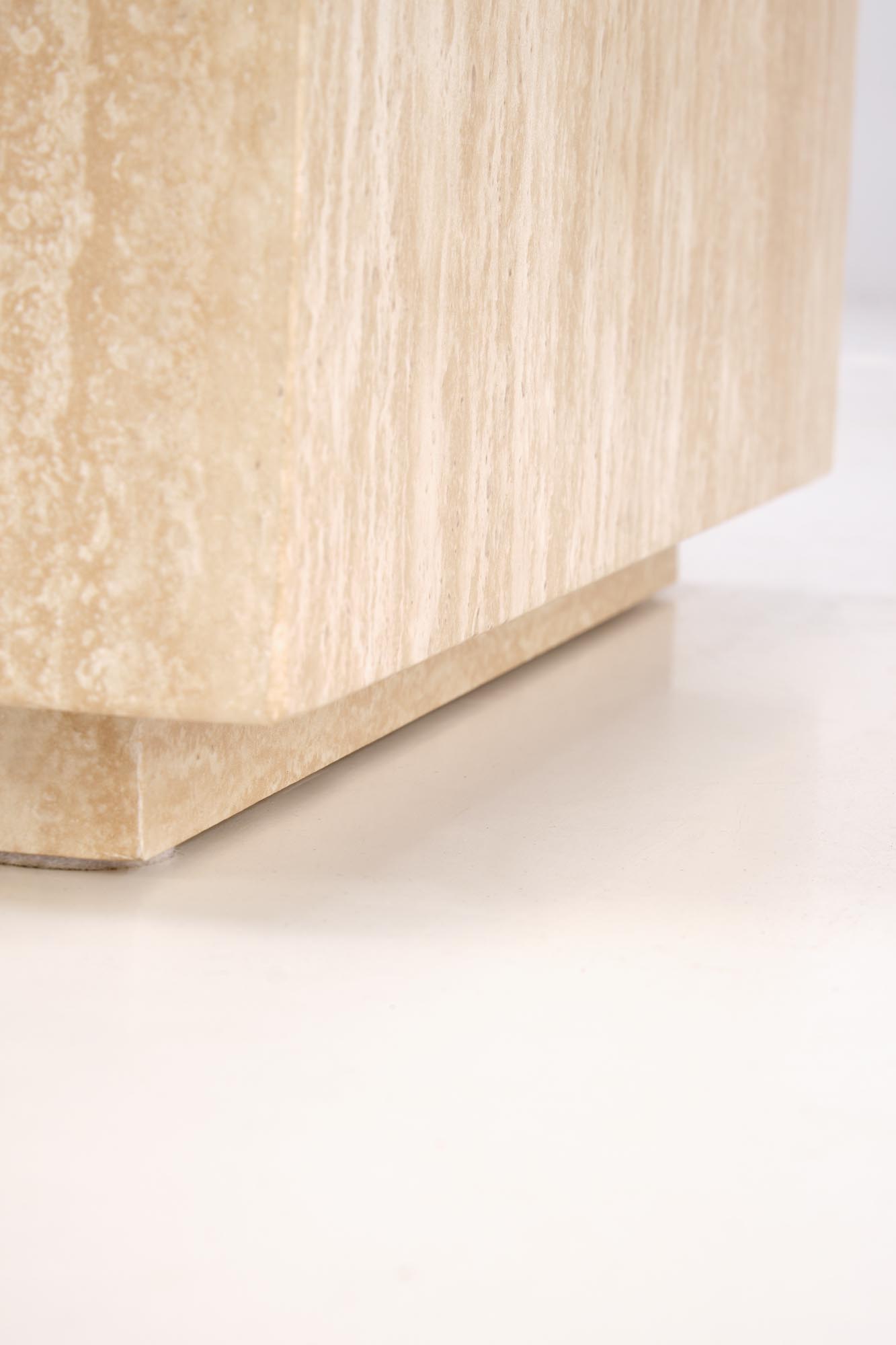 TRAVETINO S KWADRAT konferenčný stolík, 45/45/45cm, dyhovaná MDF, travertín