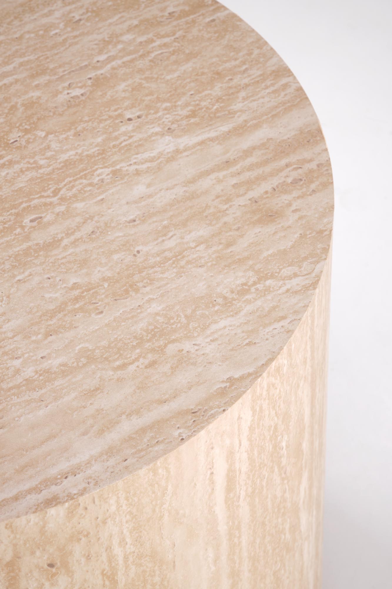 TRAVERTINO S konferenčný stolík okrúhly,45/45/45cm, dyhovaná MDF, travertín