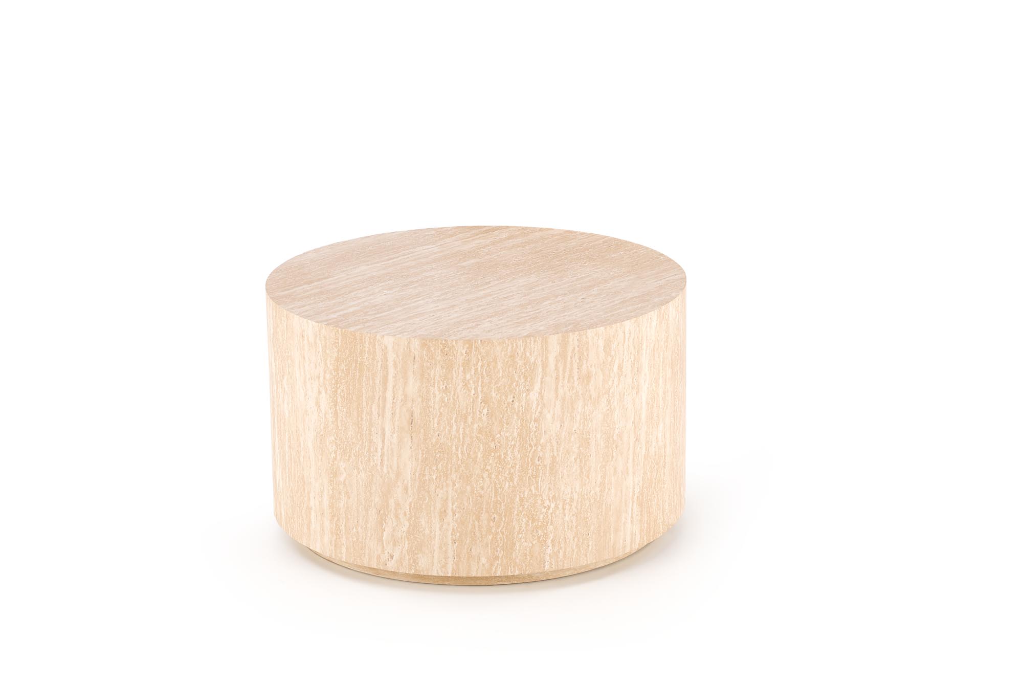 TRAVERTINO konferenčný stolík okrúhly,60/36cm, dyhovaná MDF, travertín