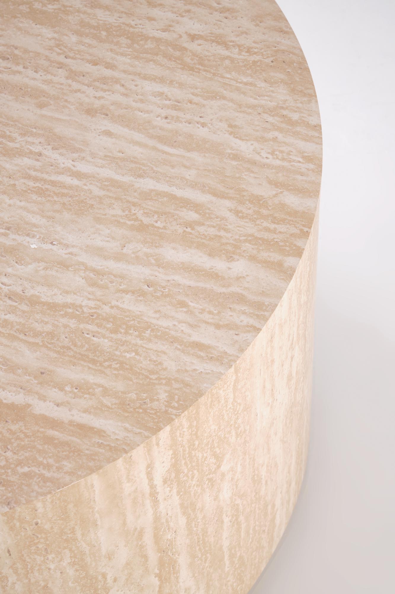 TRAVERTINO konferenčný stolík okrúhly,60/36cm, dyhovaná MDF, travertín