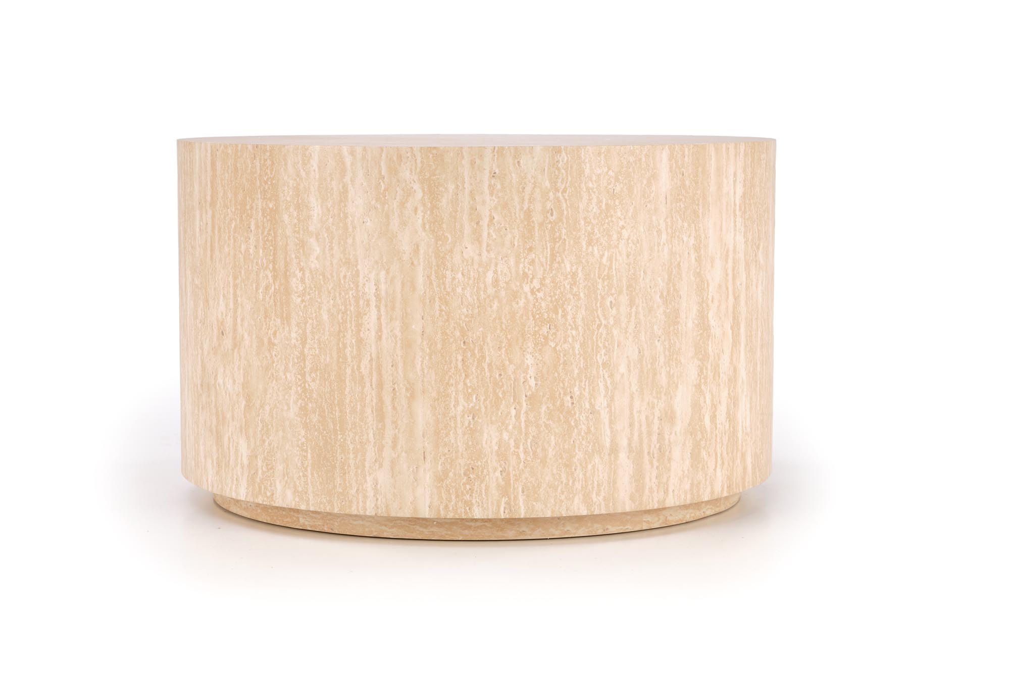 TRAVERTINO konferenčný stolík okrúhly,60/36cm, dyhovaná MDF, travertín