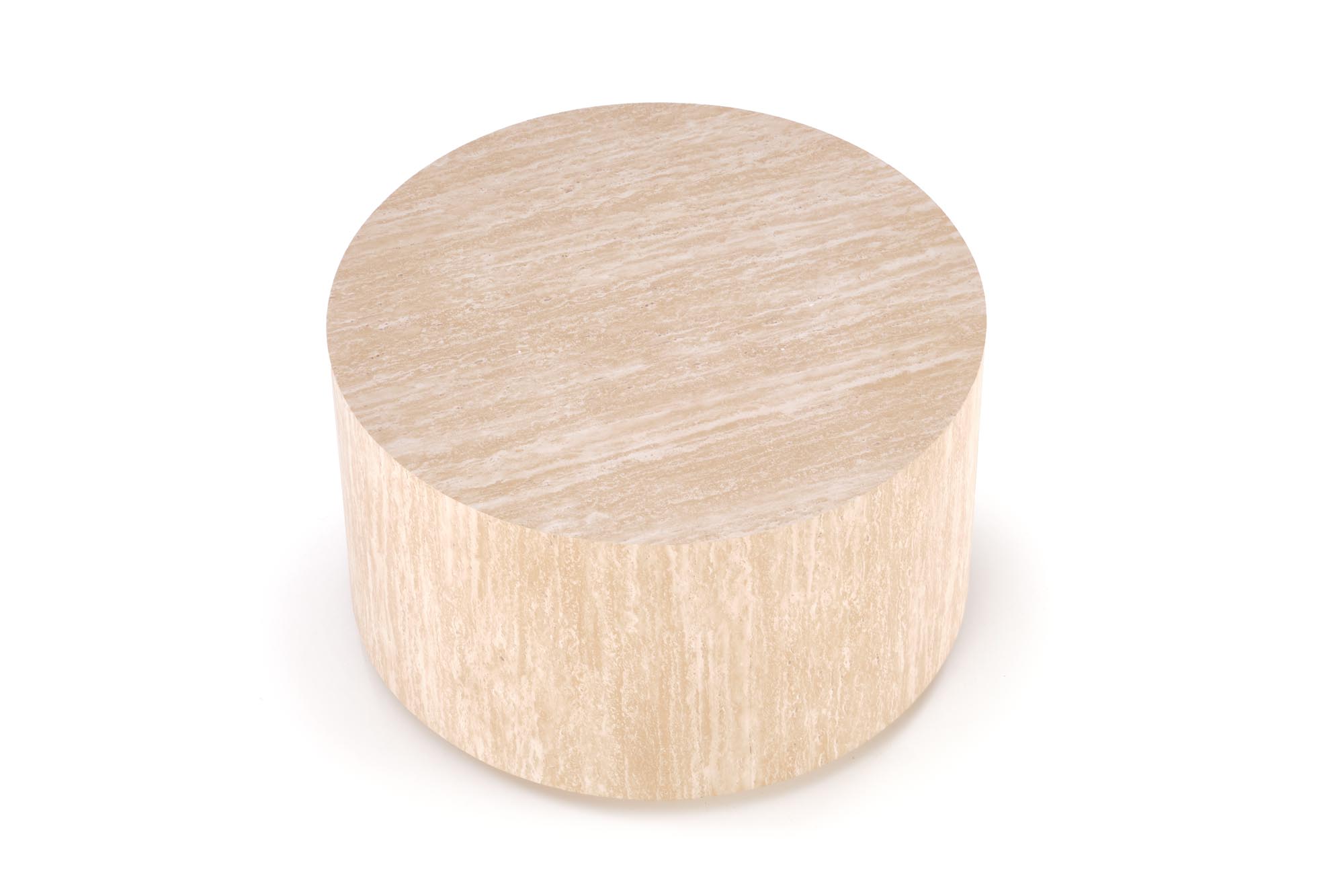 TRAVERTINO konferenčný stolík okrúhly,60/36cm, dyhovaná MDF, travertín