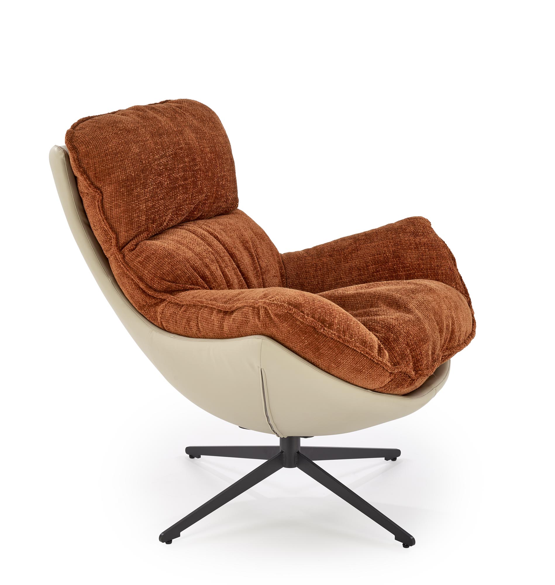 LOBSTER oddychové kreslo, ekokoža/ oceľ, škoricová HAGA#44 / khaki