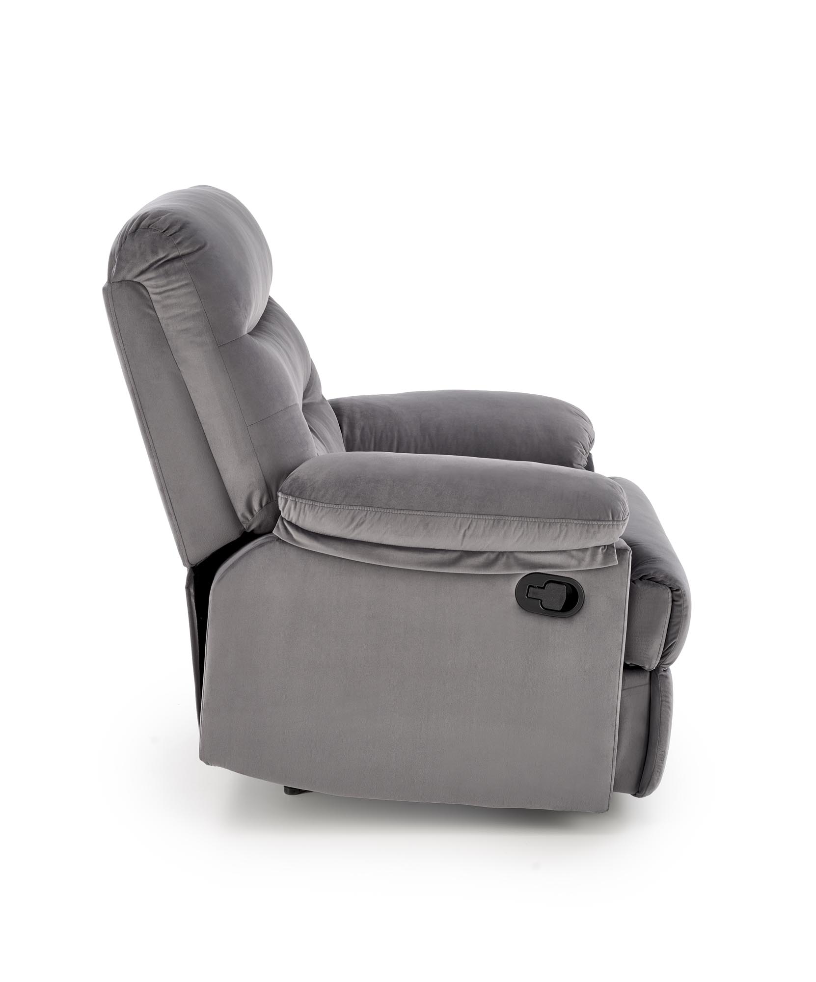 DRAGER kreslo rozkladacie , velvet/oceľ, sivá