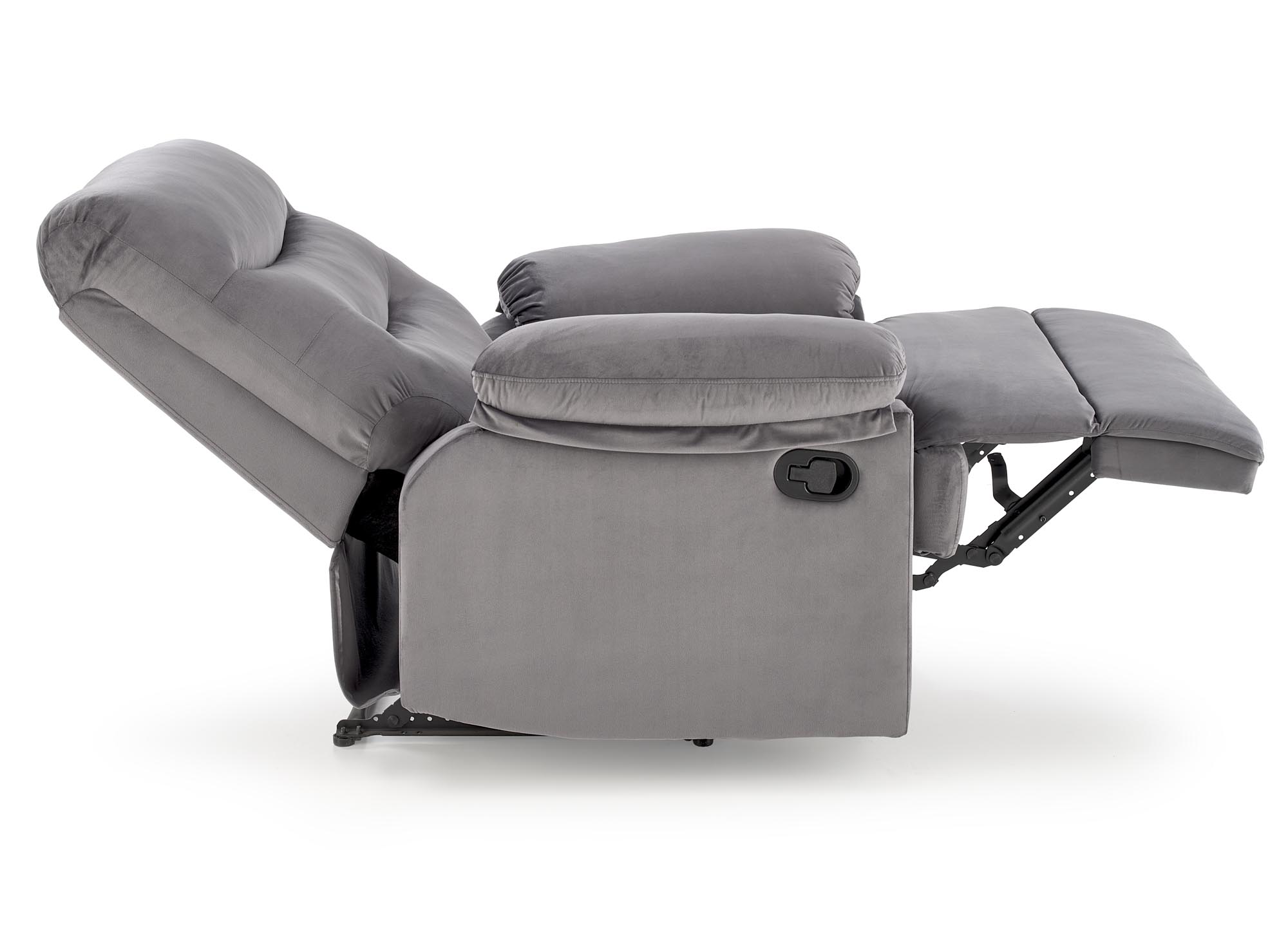 DRAGER kreslo rozkladacie , velvet/oceľ, sivá