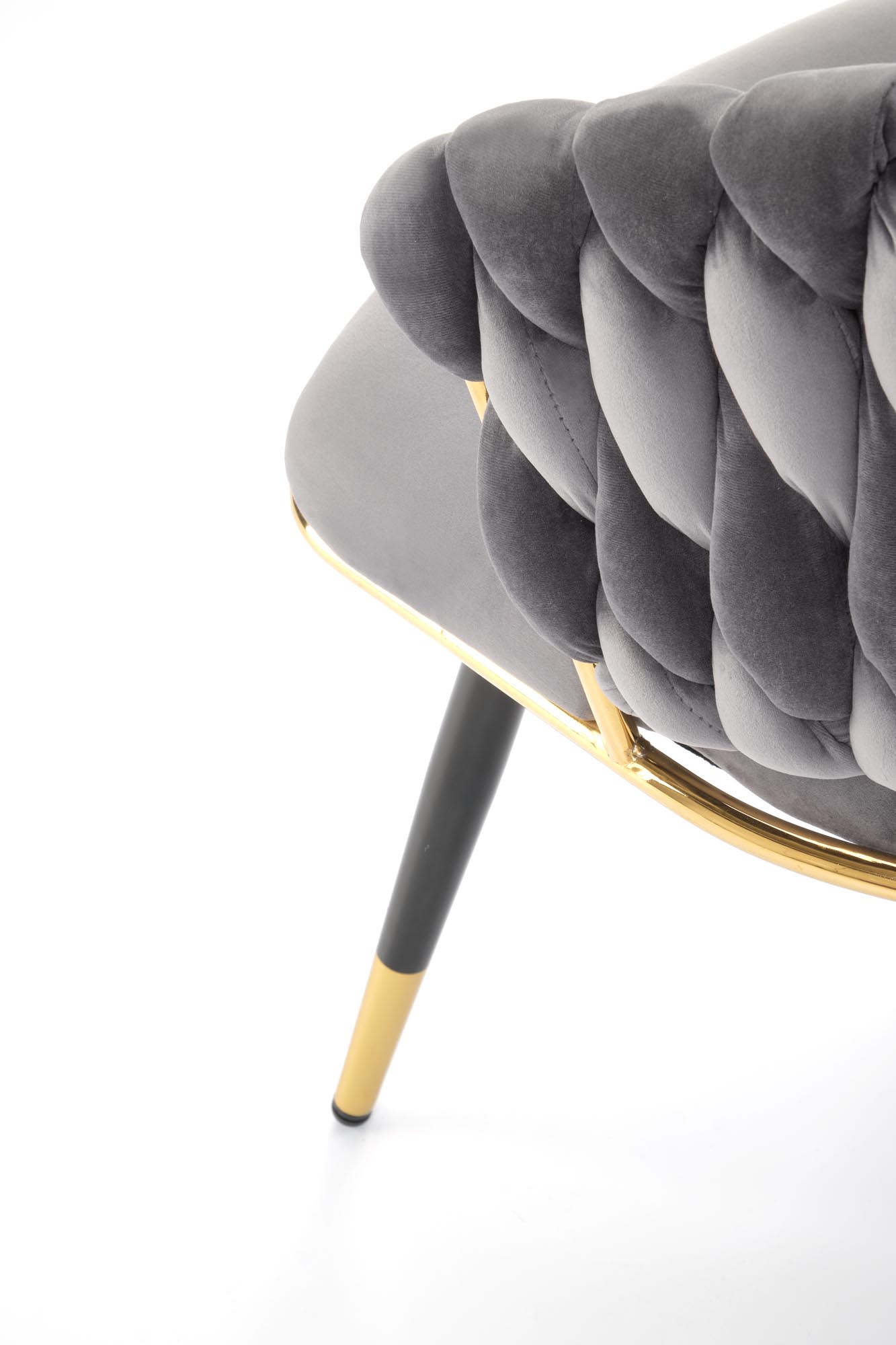 K551 jedálenská stolička, látka BLUVEL#14 sivá/zlatá