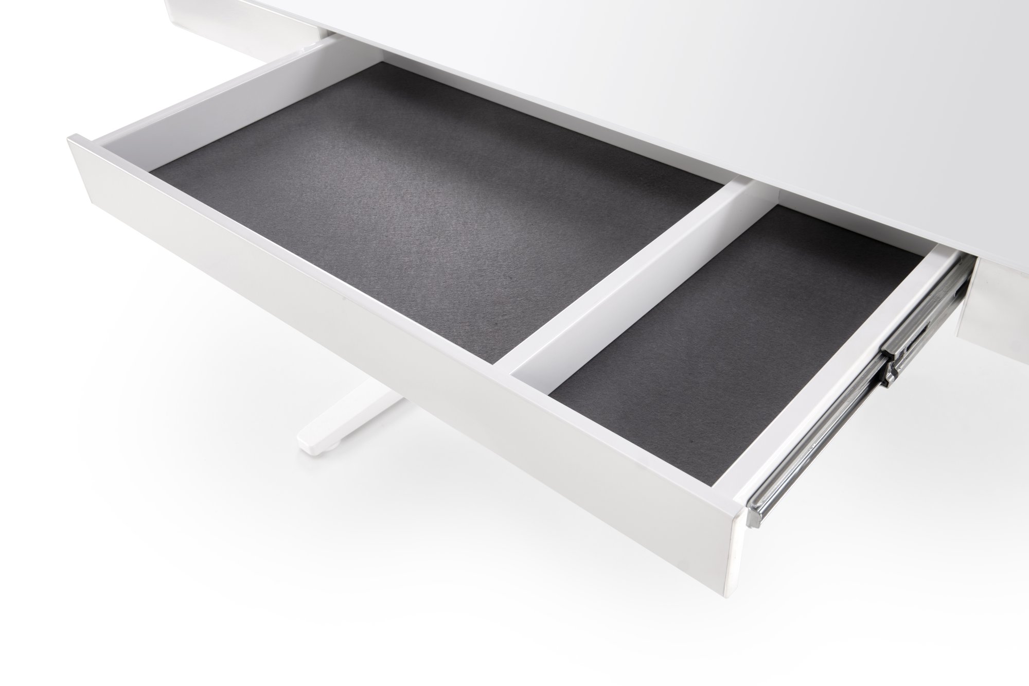 B-52 písací stolík, nastav.výška+displey+USB, sklo/kov, bialy