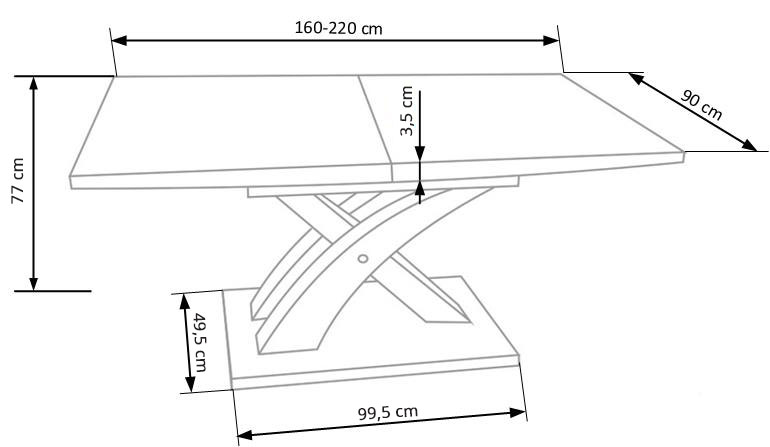 Rozkládací jídelní stůl SANDOR 160–220 cm Halmar (foto 2)