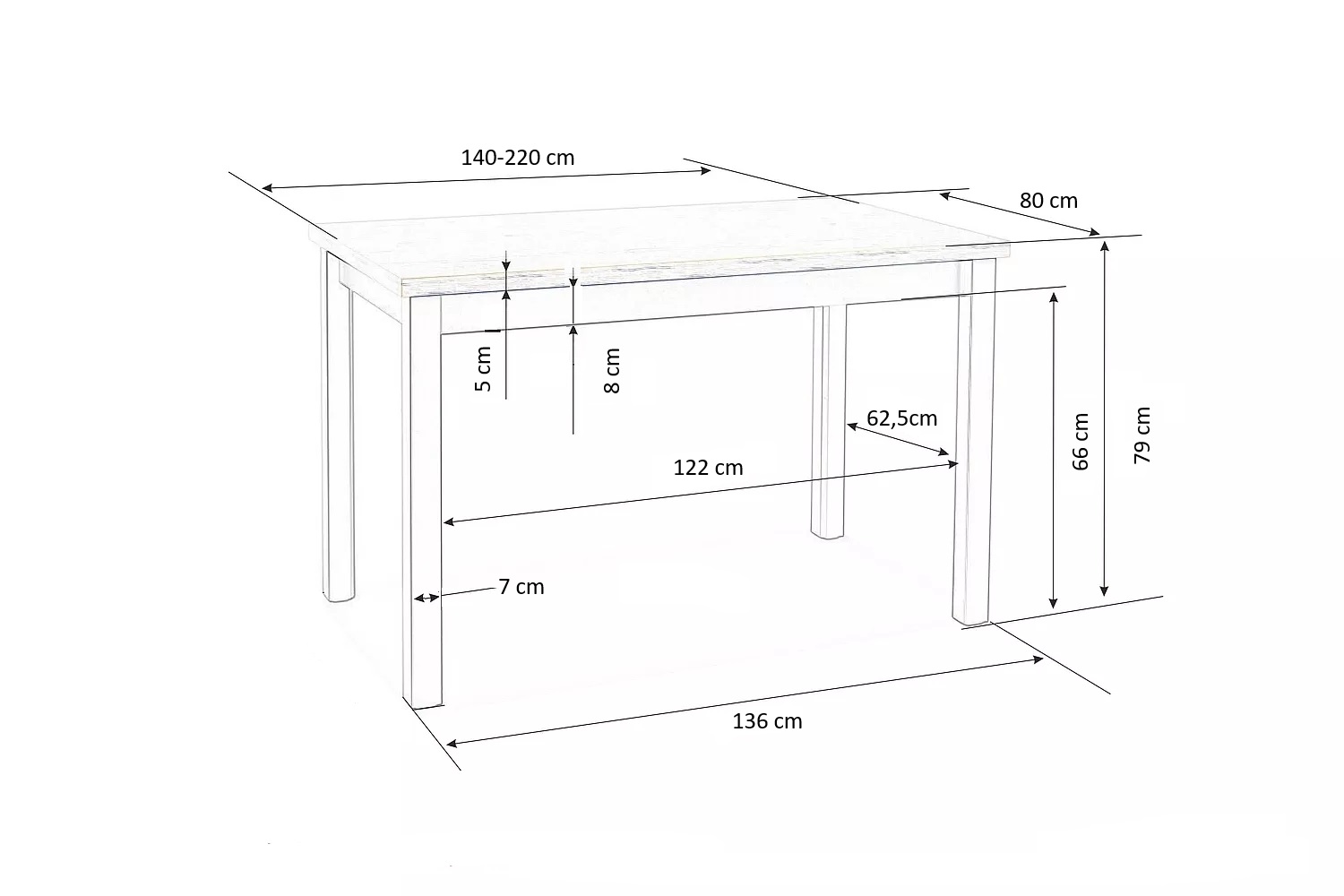 Rozkládací jídelní stůl TIAGO 140–220 cm Halmar (foto 2)