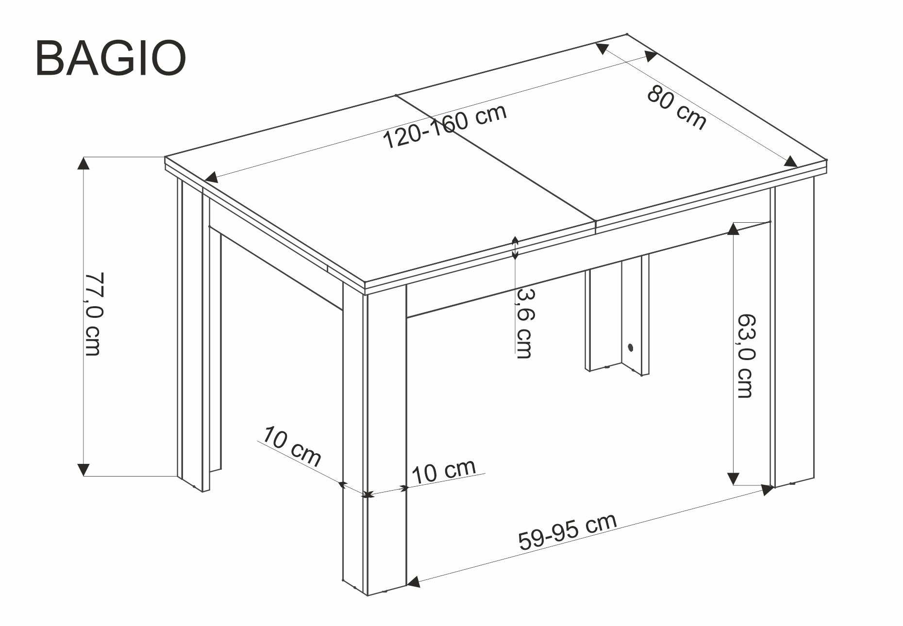 Rozkládací jídelní stůl BAGIO 160–80 cm Halmar (foto 9)