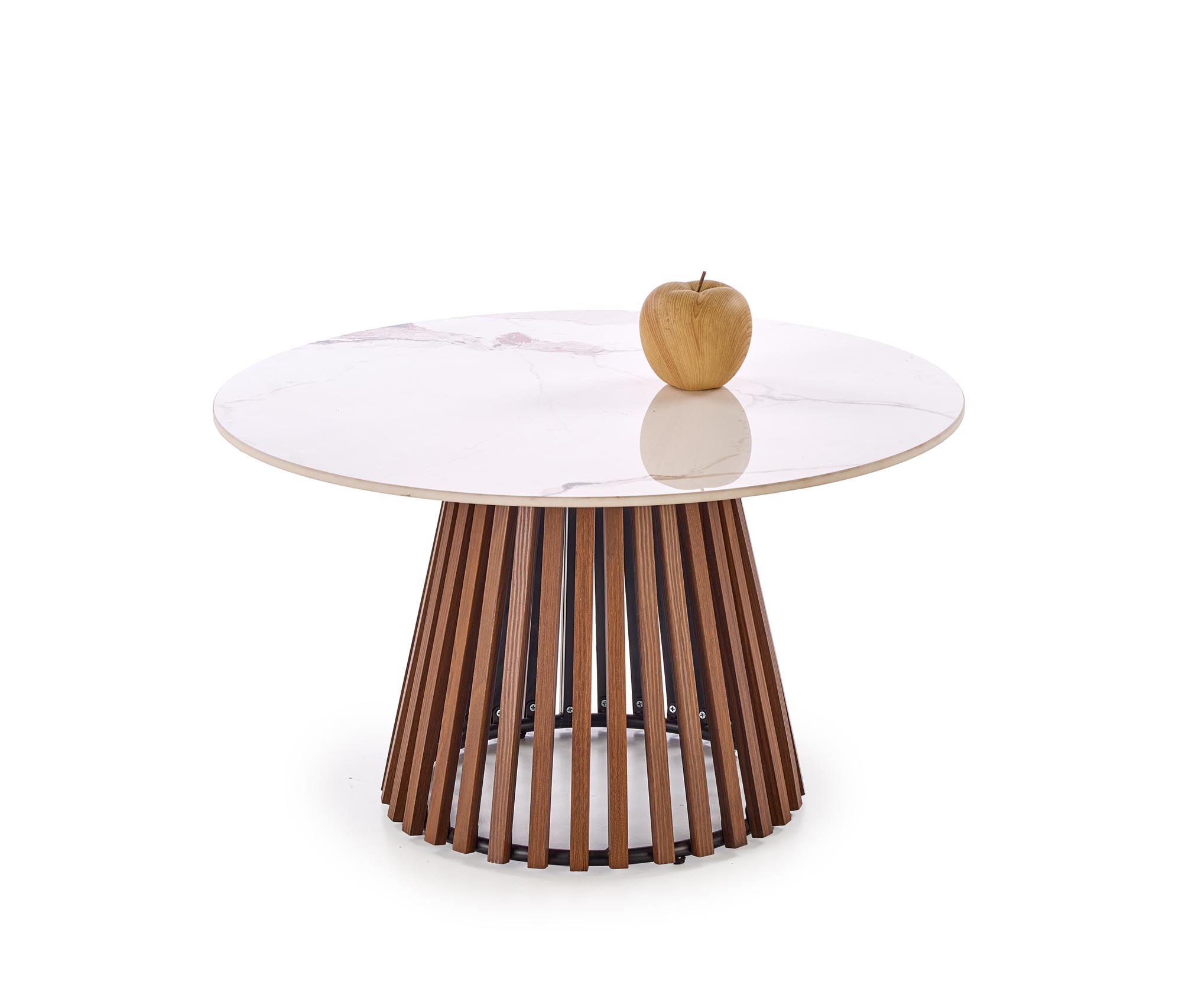 CARINA konferenčný stolík béžový mramor / orechový