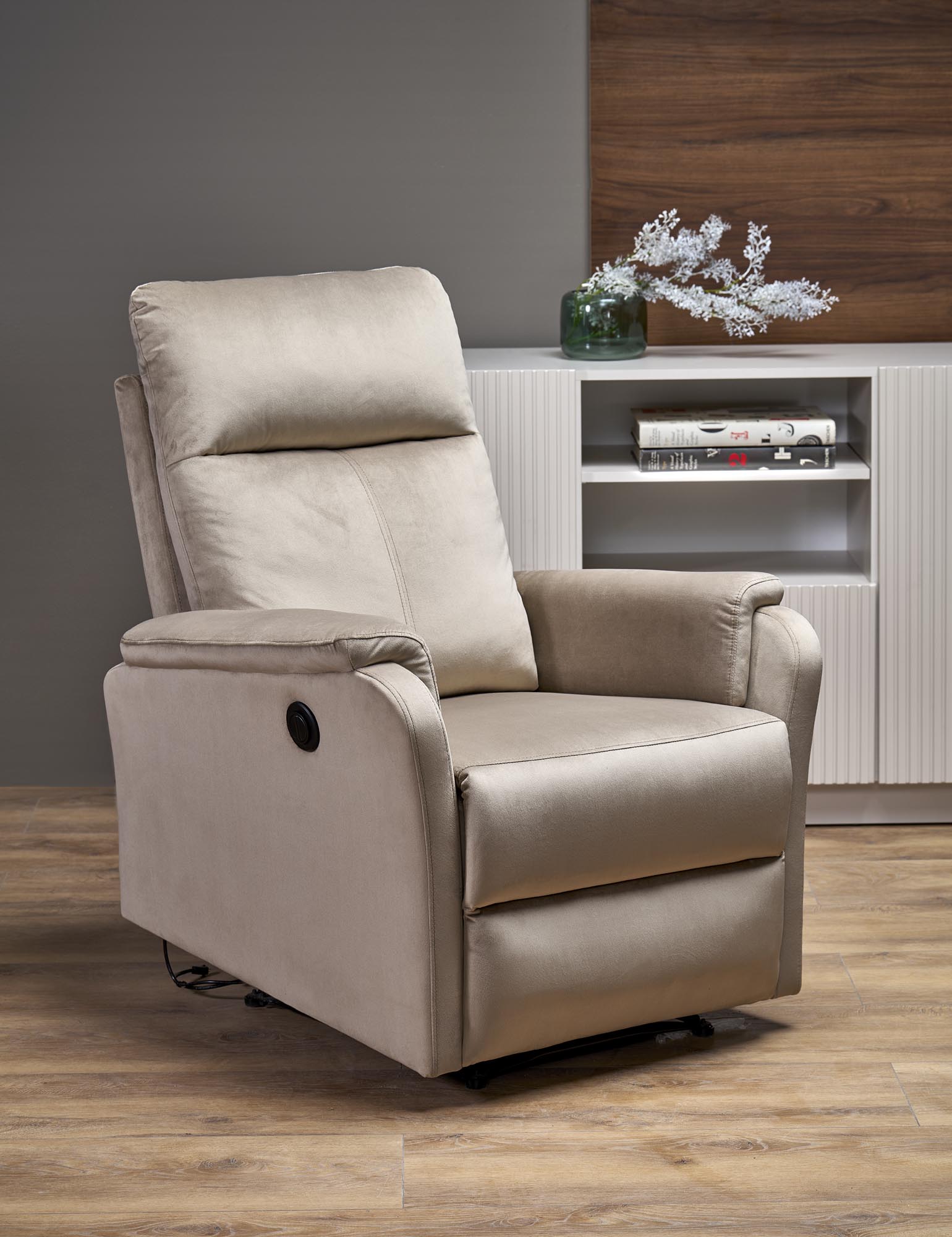 CROCUS elektrické relaxačné kreslo, béžové