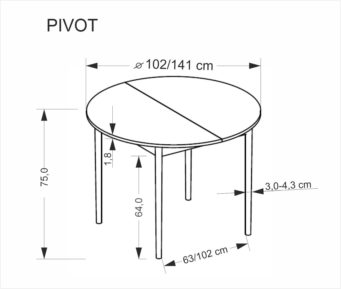 Rozkládací jídelní stůl PIVOT 102 cm Halmar (foto 14)