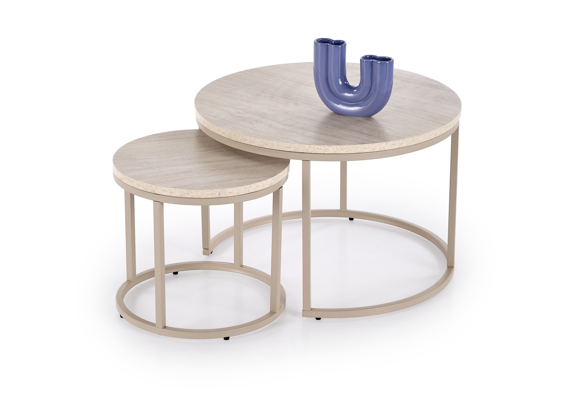 PAOLA sada 2 konferenčných stolíkov, travertín/kašmír