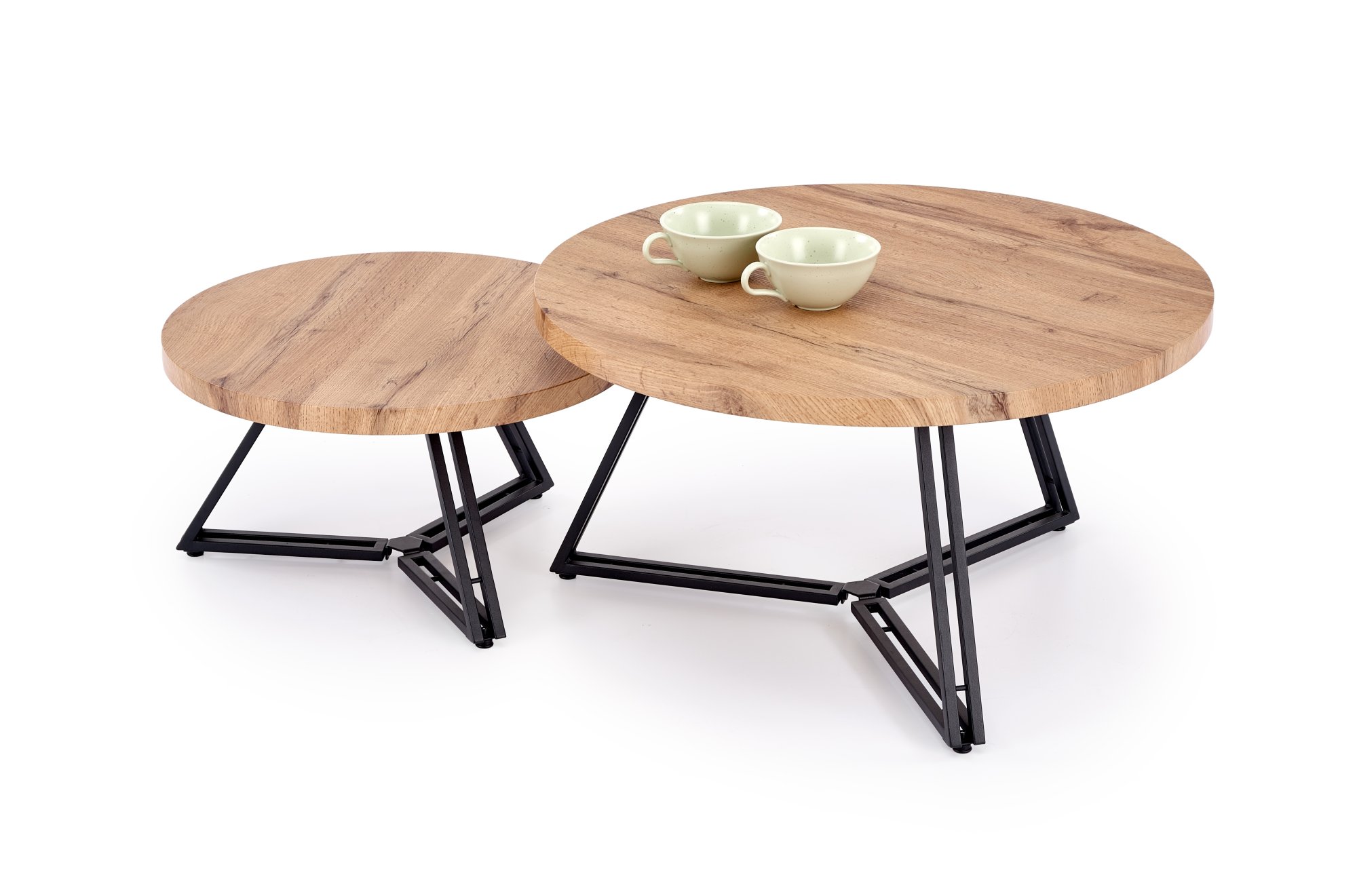 ANGER súprava 2 konferenčných stolíkov, dub zlatý, čierne nohy