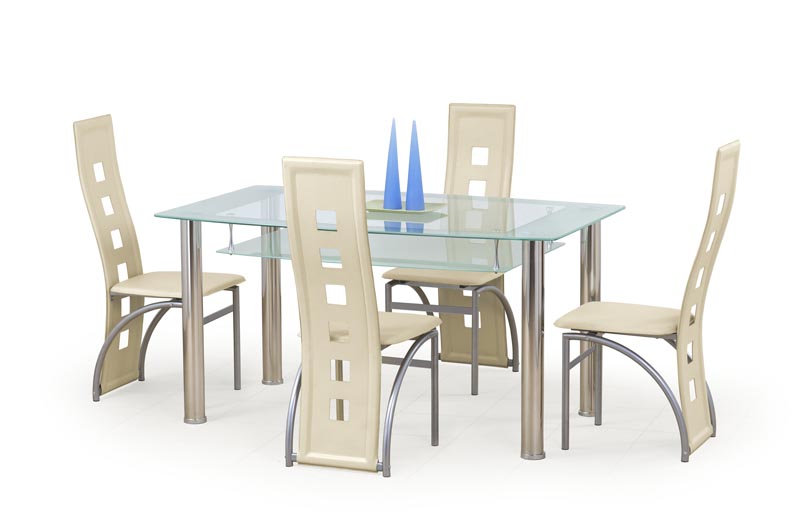 CRISTAL stôl bezfarebný/mliečny