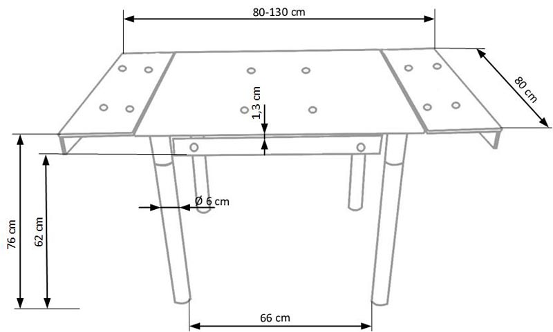 KENT stôl rozkladací šedý, pochrómovaná ocel