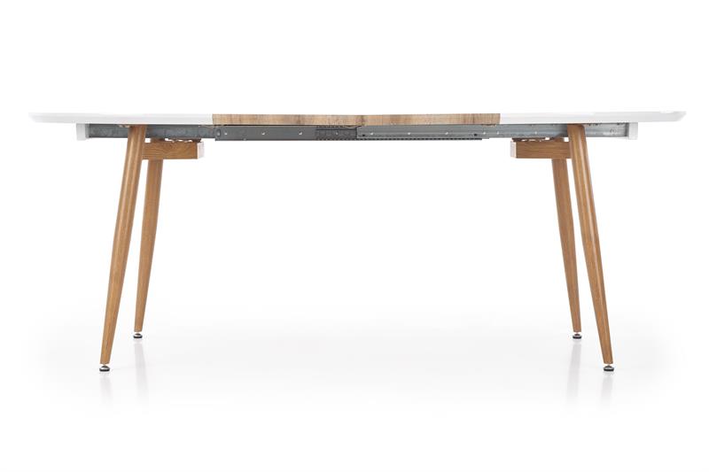 EDWARD stôl rozkladací dub medový / biely; nohy: dub medový