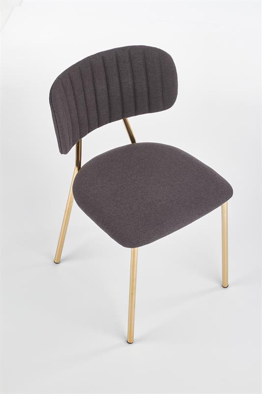 K362 stolička, čalúnenie -  tmavo šedá, nohy - zlatá
