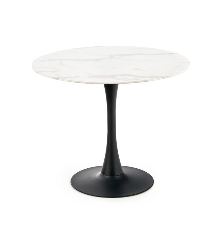 AMBROSIO okrúhly stôl, doska - mramor, noha - čierna