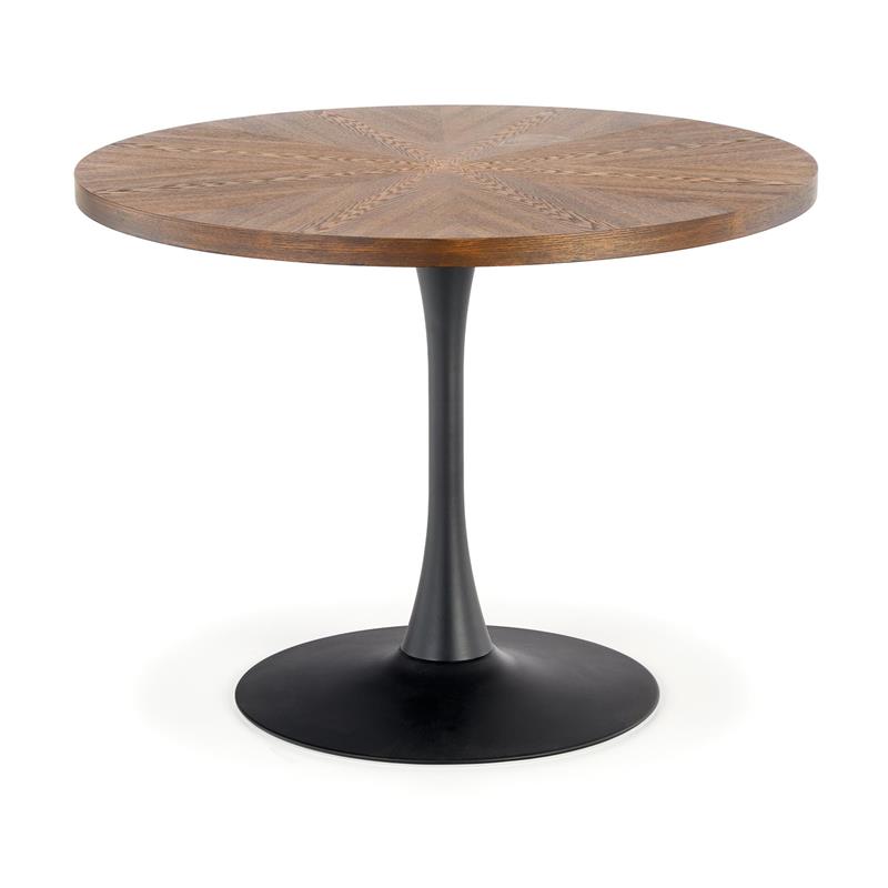 CARMELO okrúhly stôl, doska - orech, noha - čierna