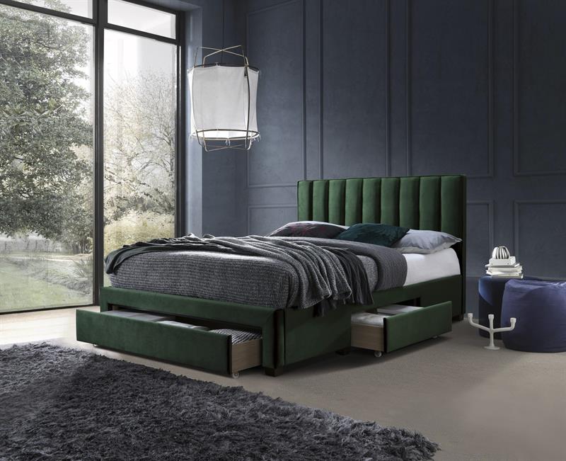 GRACE posteľ so zásuvkami tmavo zelená velvet
